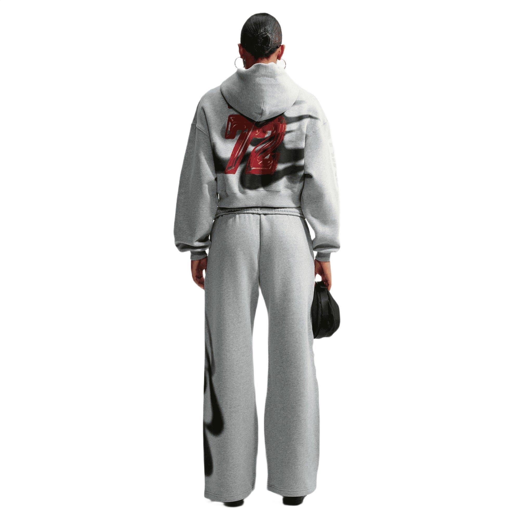 Nike Women's Studio Fleece Medium Weight Oversized High-Rise Straight-Leg Graphic Pants - GREY/RED Thumbnail View 2