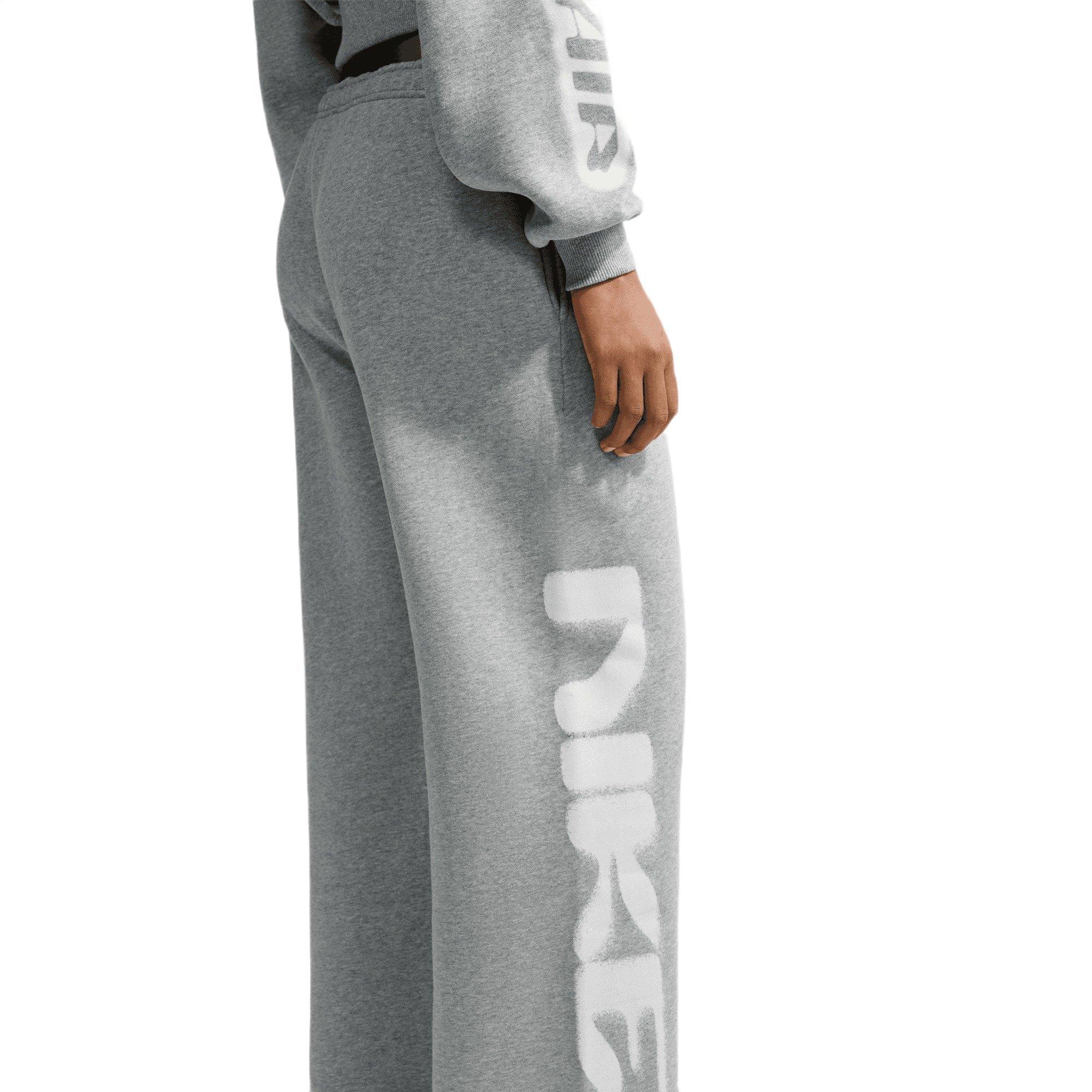 Nike Women's Studio Fleece Medium Weight Oversized High-Rise Straight-Leg Graphic Pants - GREY/RED Thumbnail View 4