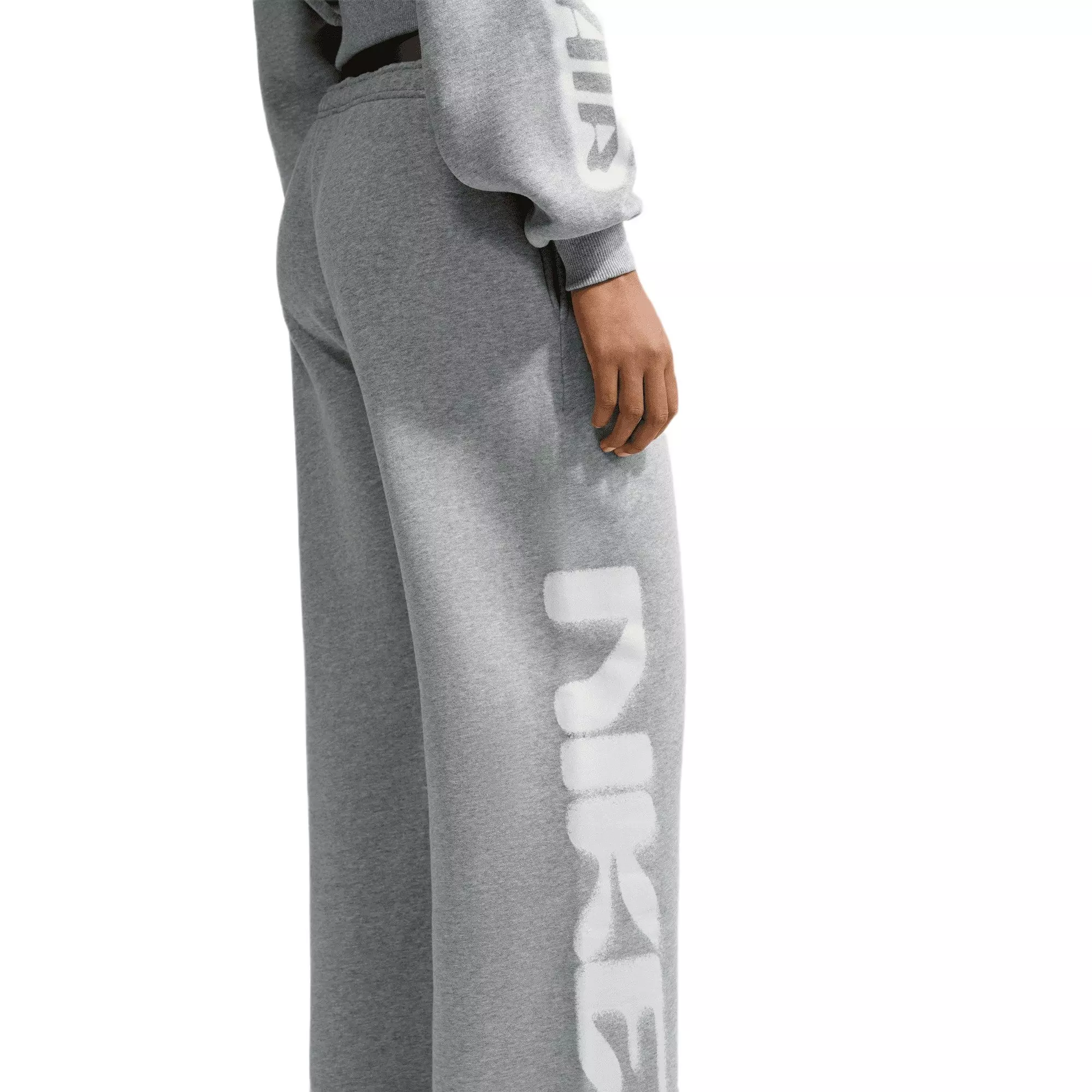 Nike Women's Studio Fleece Medium Weight Oversized High-Rise Straight-Leg Graphic Pants - GREY/RED