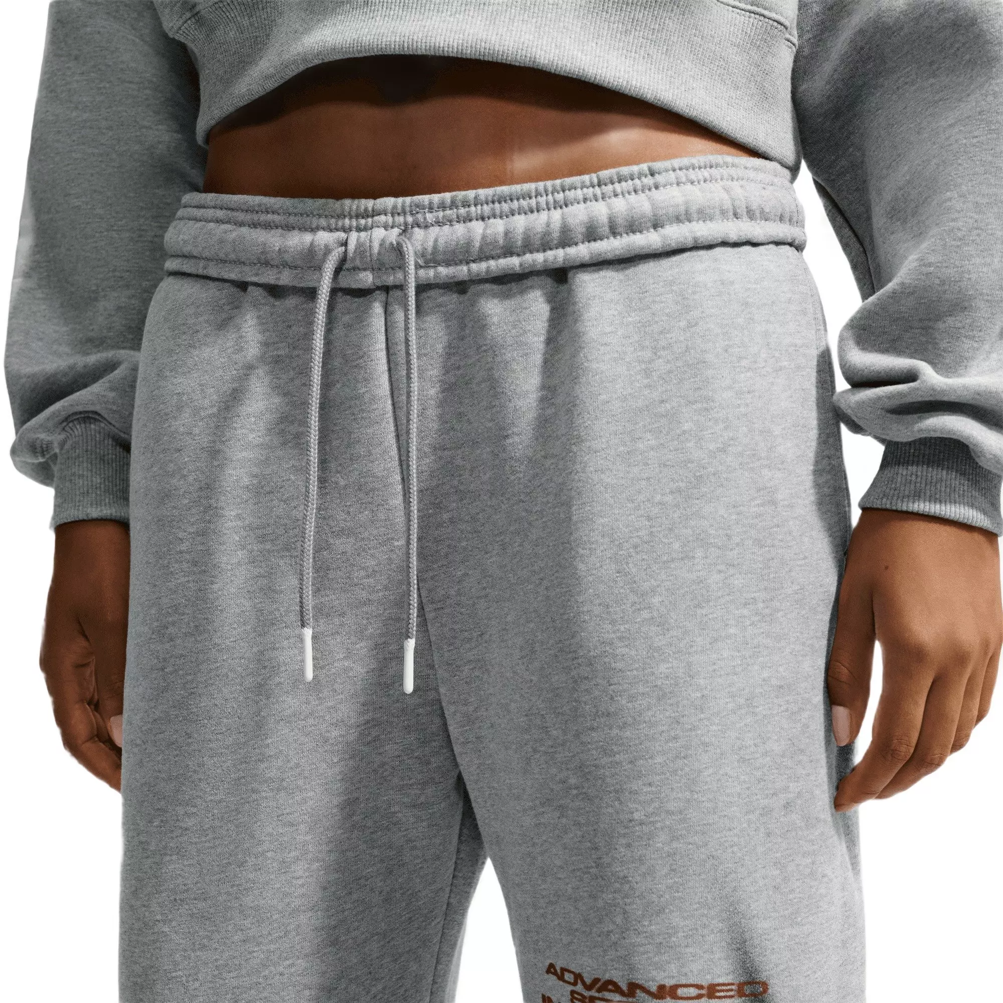 Nike Women's Studio Fleece Medium Weight Oversized High-Rise Straight-Leg Graphic Pants - GREY/RED