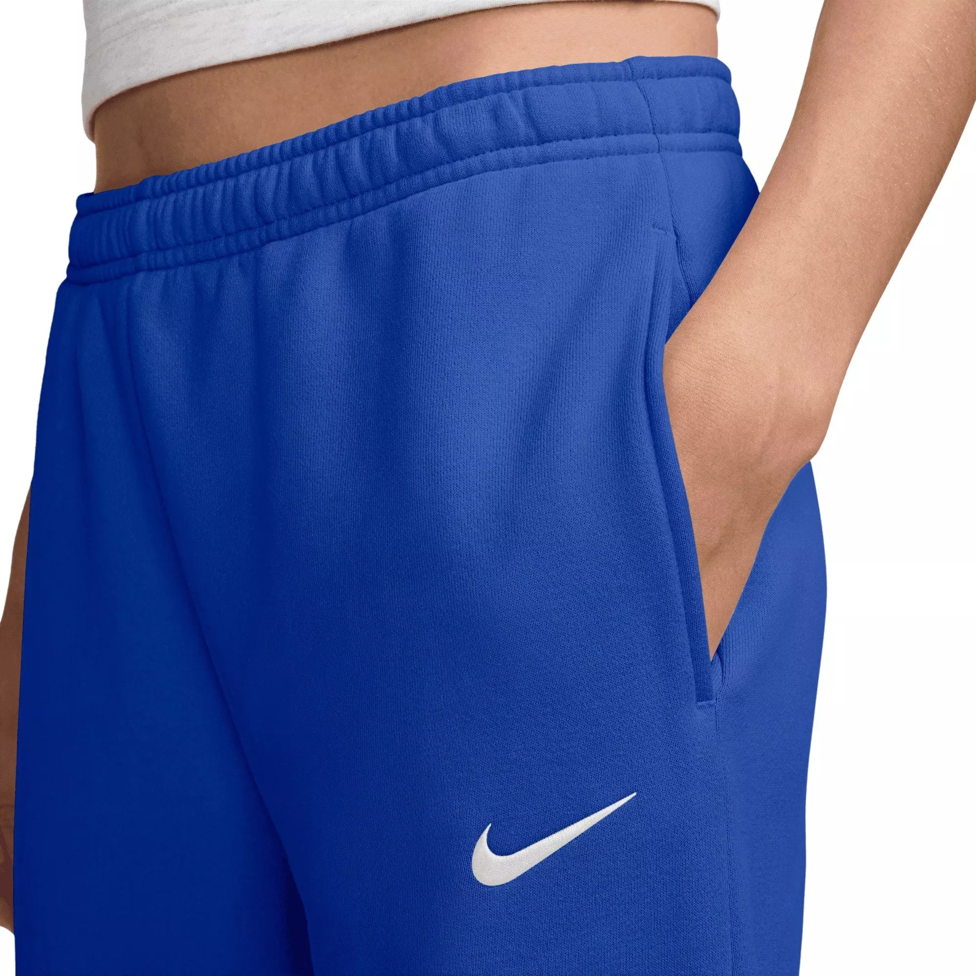 Nike Women's Studio Fleece Medium Weight Mid-Rise Wide-Leg Pants - BLUE