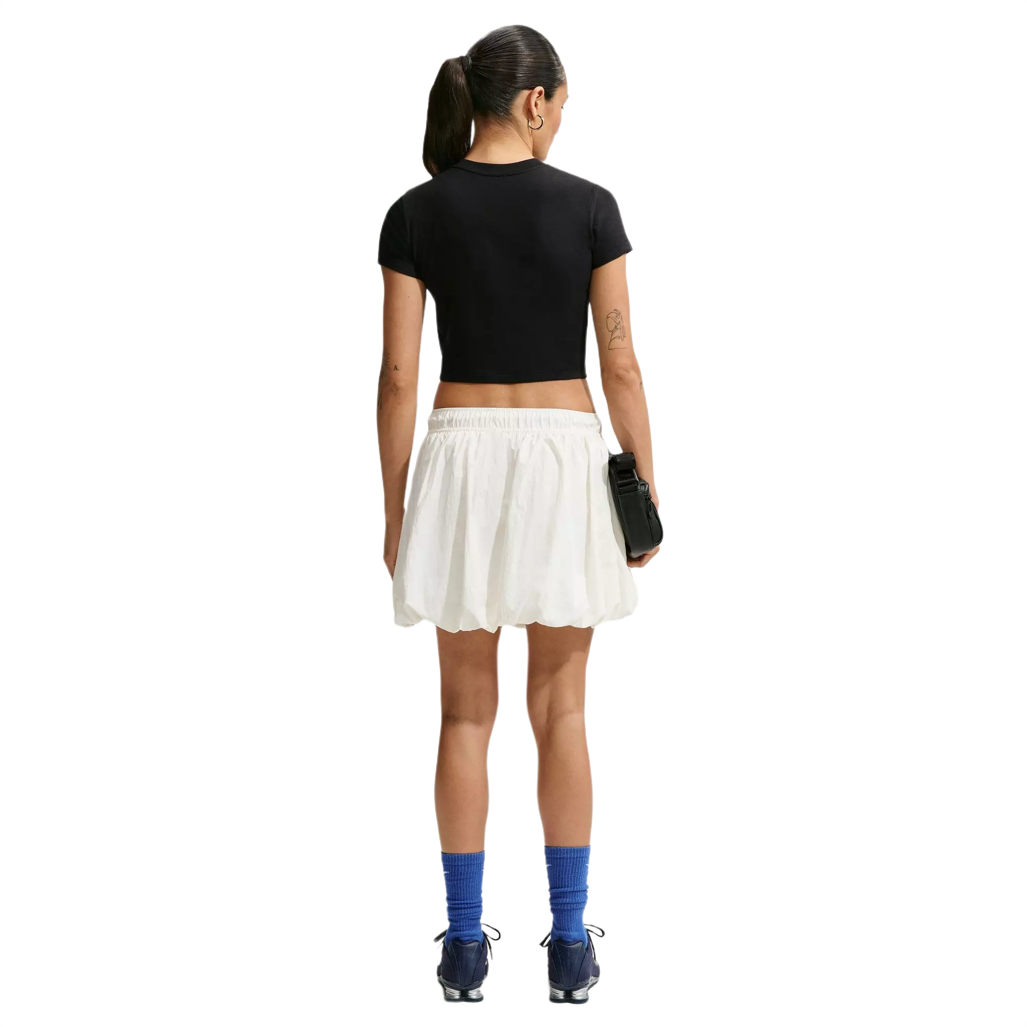 Nike Women's Sportswear Chill Knit Slim Cropped Tee - BLACK/BLUE
