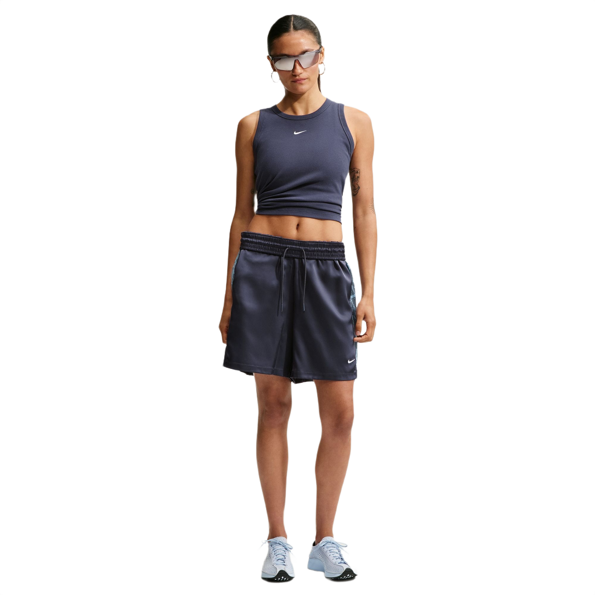 Nike Women's Sportswear Chill Lace Loose Mid-Rise Shorts - BLUE Thumbnail View 1