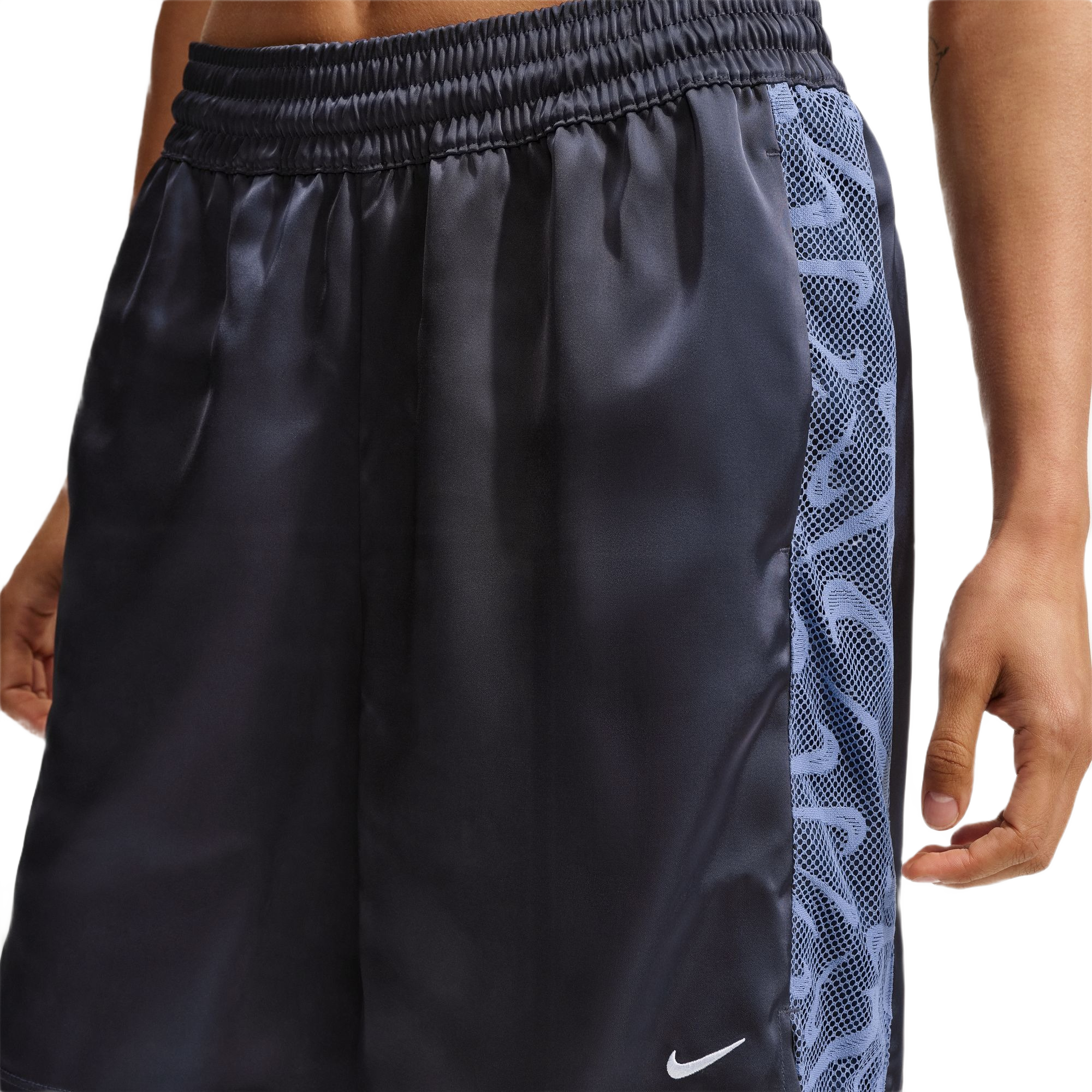 Nike Women's Sportswear Chill Lace Loose Mid-Rise Shorts - BLUE Thumbnail View 3