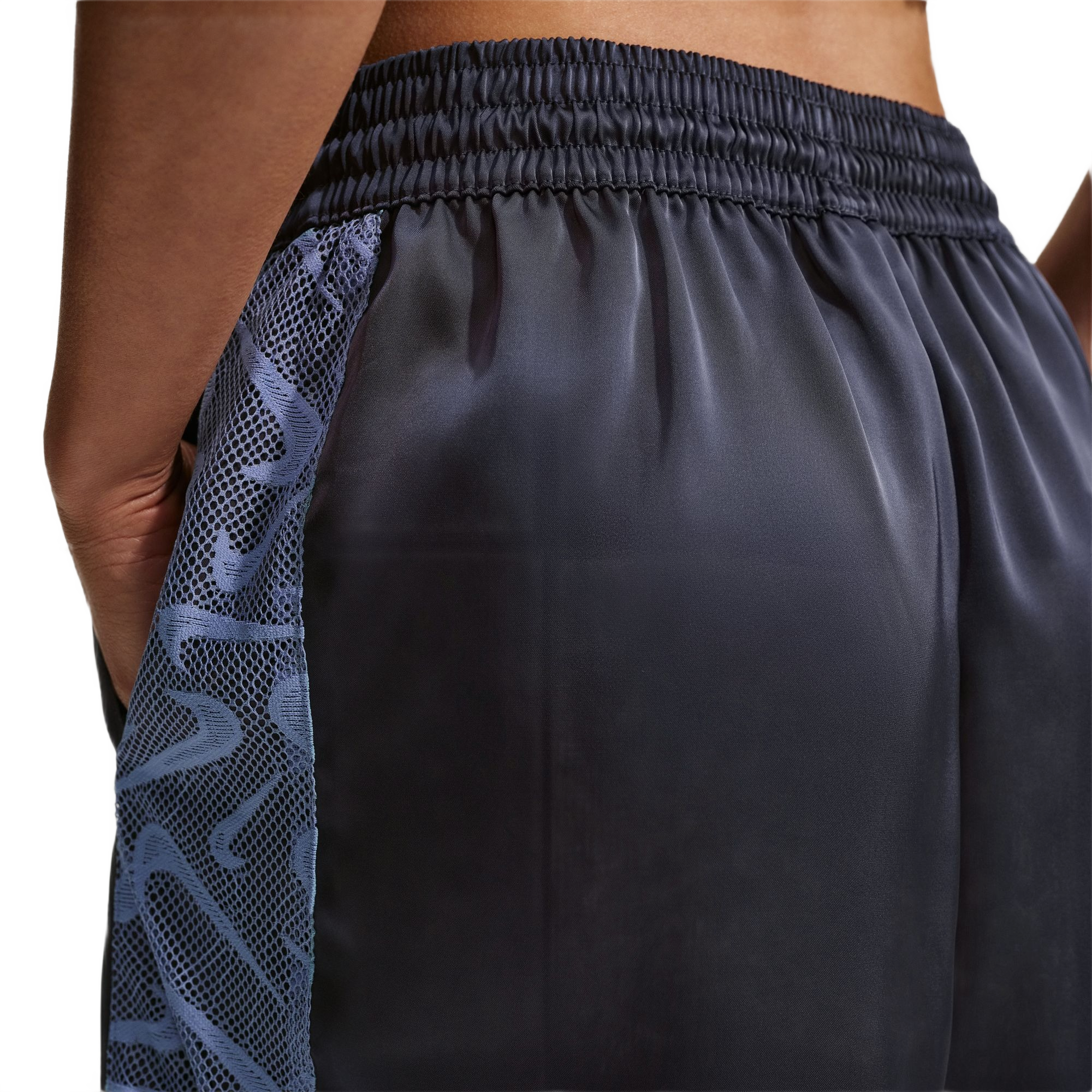 Nike Women's Sportswear Chill Lace Loose Mid-Rise Shorts - BLUE Thumbnail View 4