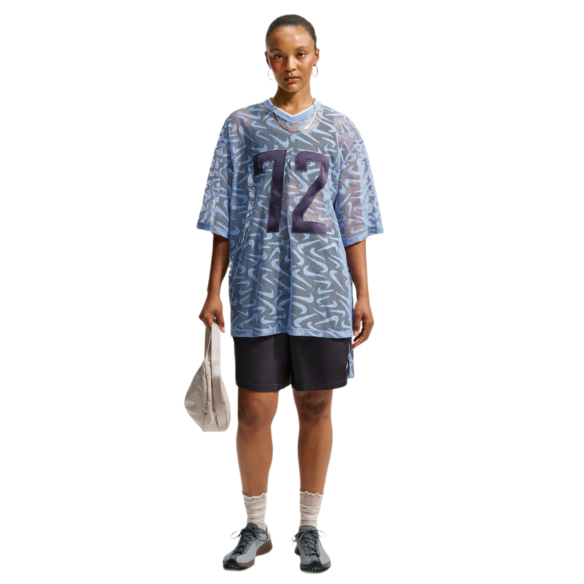 Nike Women's Sportswear Chill Lace Oversized Jersey - BLUE Thumbnail View 1