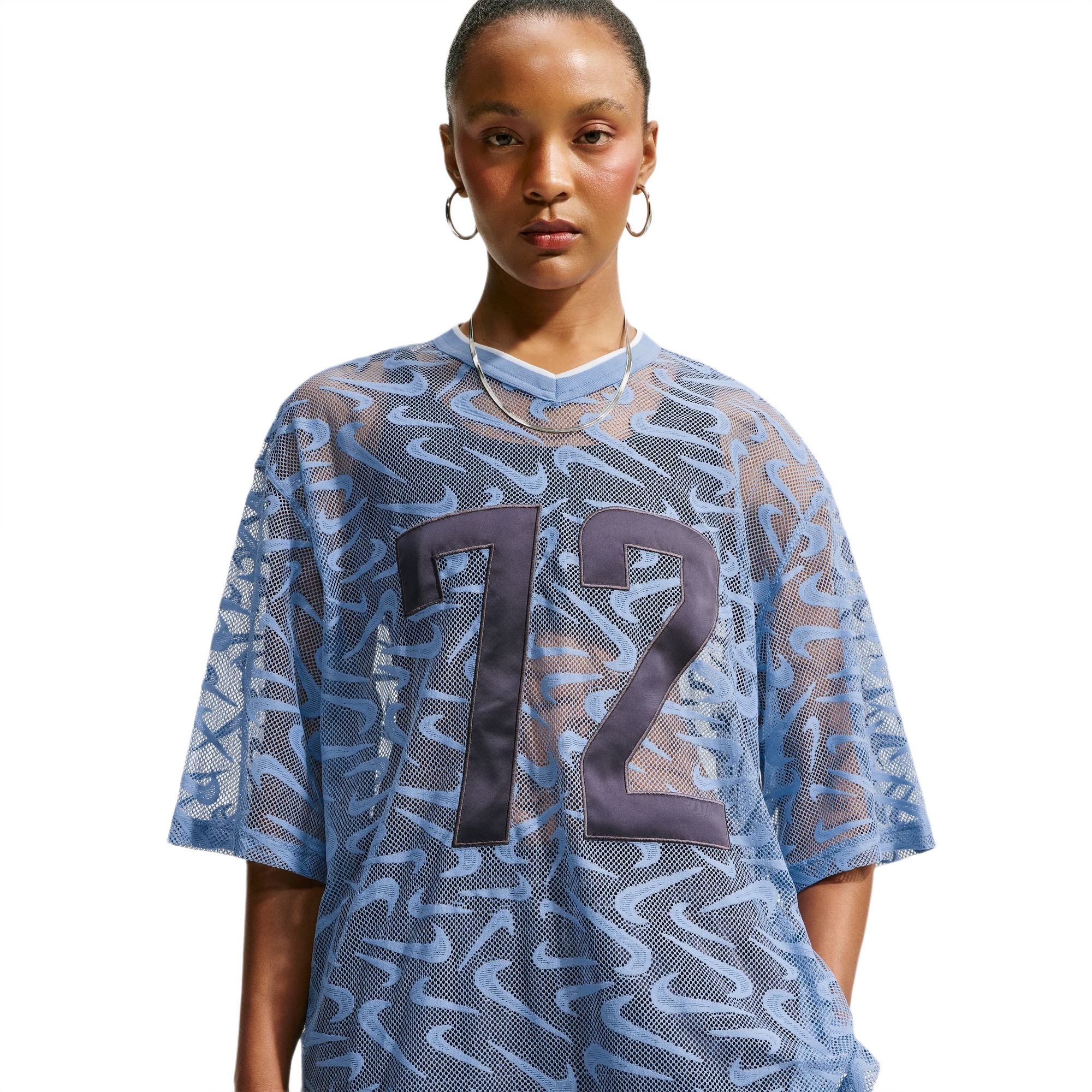 Nike Women's Sportswear Chill Lace Oversized Jersey - BLUE Thumbnail View 3