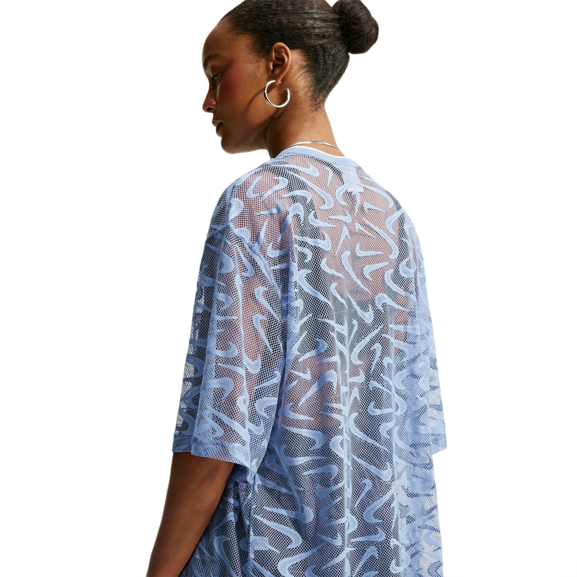 Nike Women's Sportswear Chill Lace Oversized Jersey - BLUE Thumbnail View 4