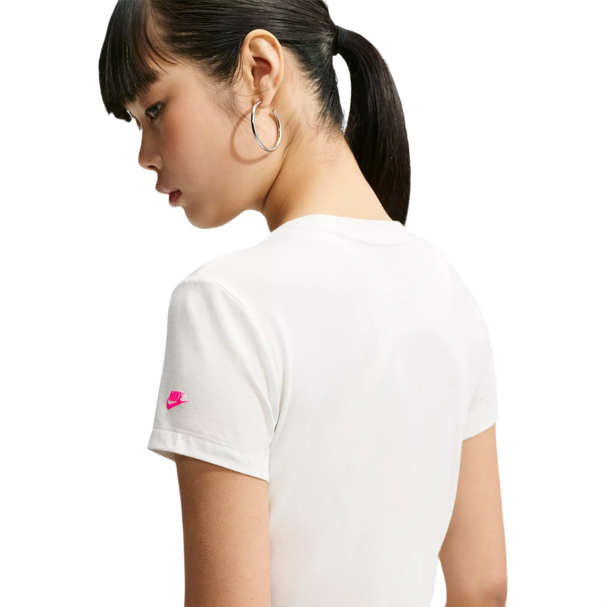 Nike Women's Sportswear Chill Knit Slim Cropped Tee - White/Pink - WHITE/PINK