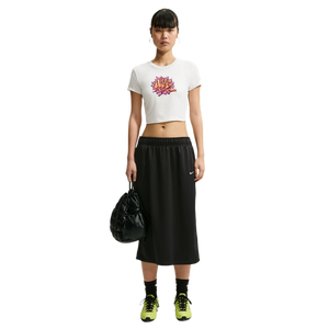 Nike Women's Sportswear Chill Knit Slim Cropped Tee - White/Pink - WHITE/PINK