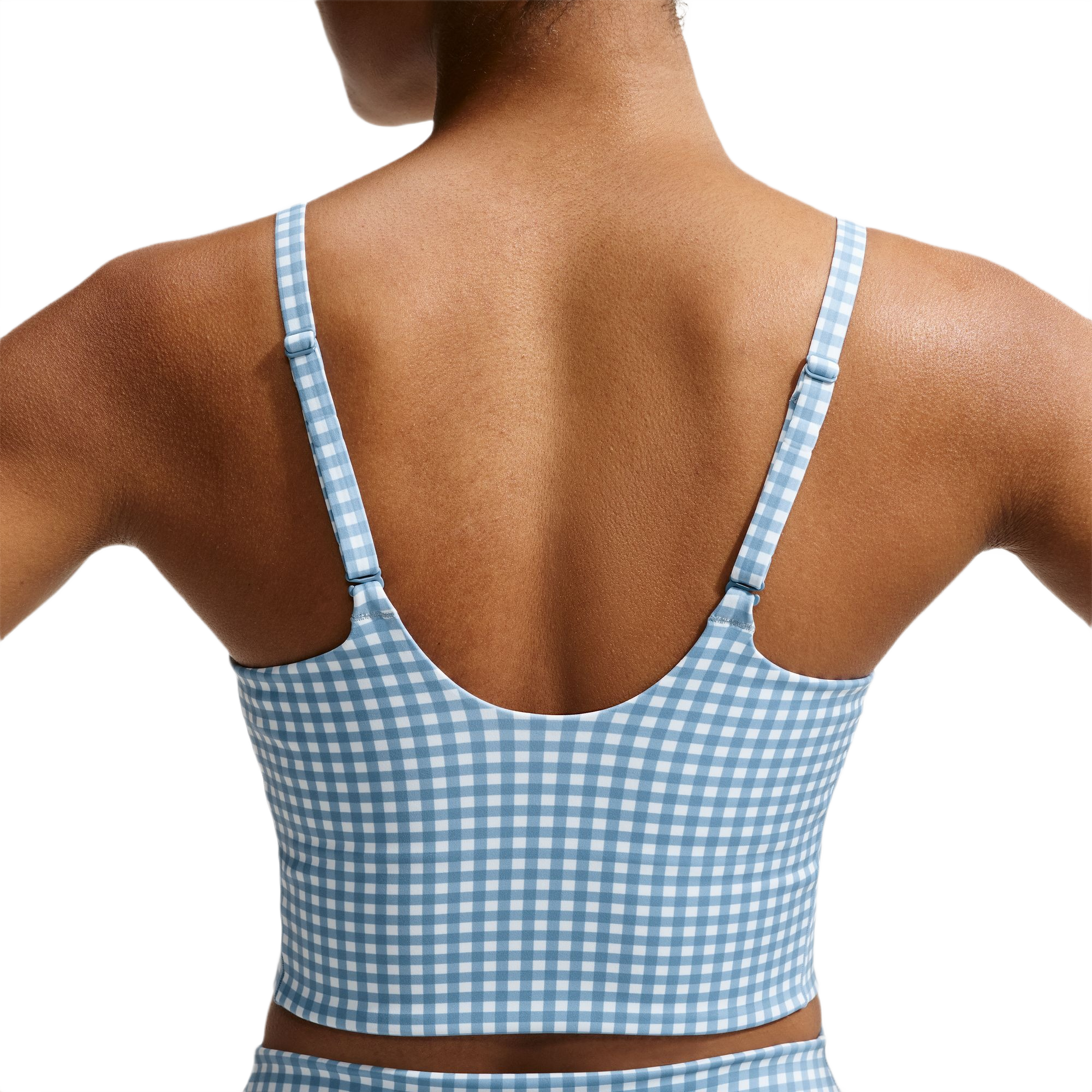 Nike Women's One Padded Longline Sports Bra - BLUE Thumbnail View 4