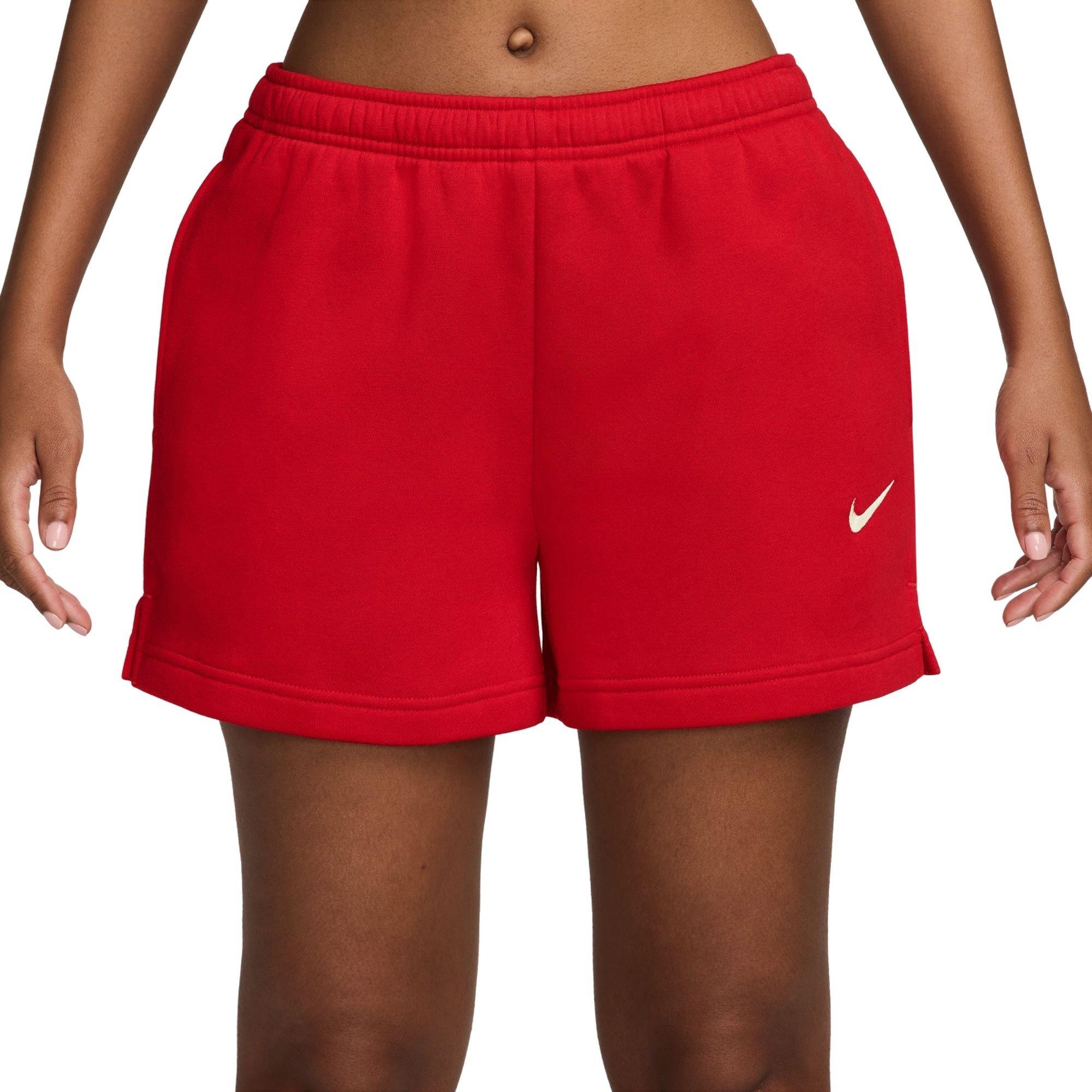 Nike Women's Studio Fleece Mid-Rise 4" Shorts - RED Thumbnail View 1