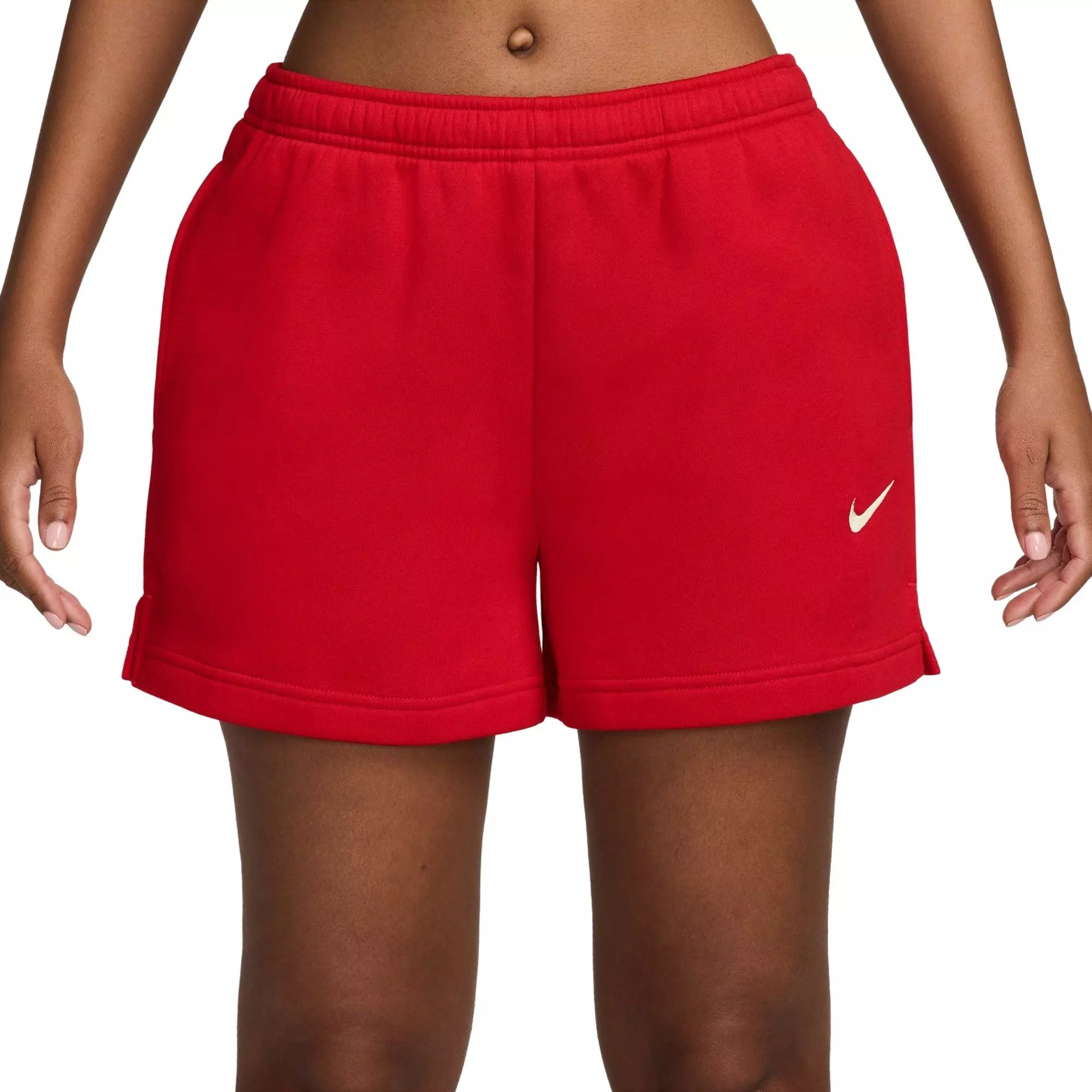 Nike Women's Studio Fleece Mid-Rise 4" Shorts - RED