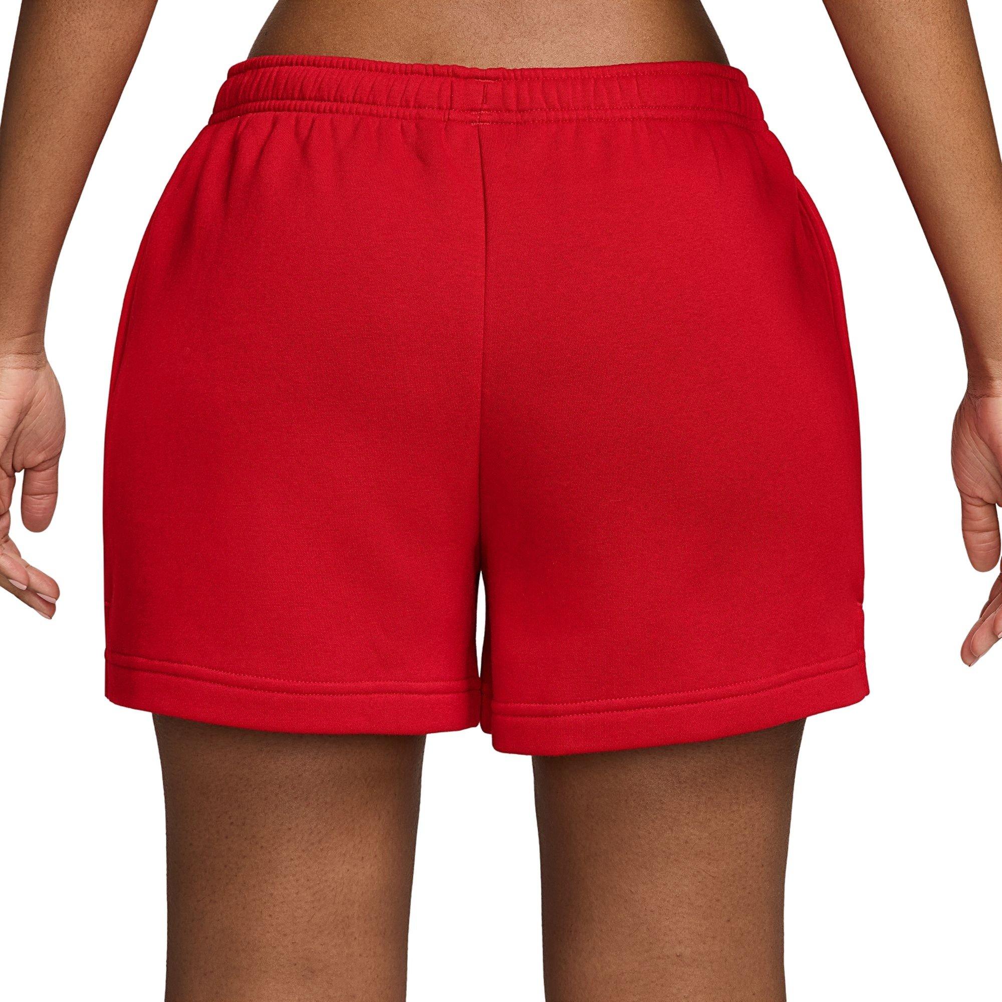 Nike Women's Studio Fleece Mid-Rise 4" Shorts - RED Thumbnail View 2