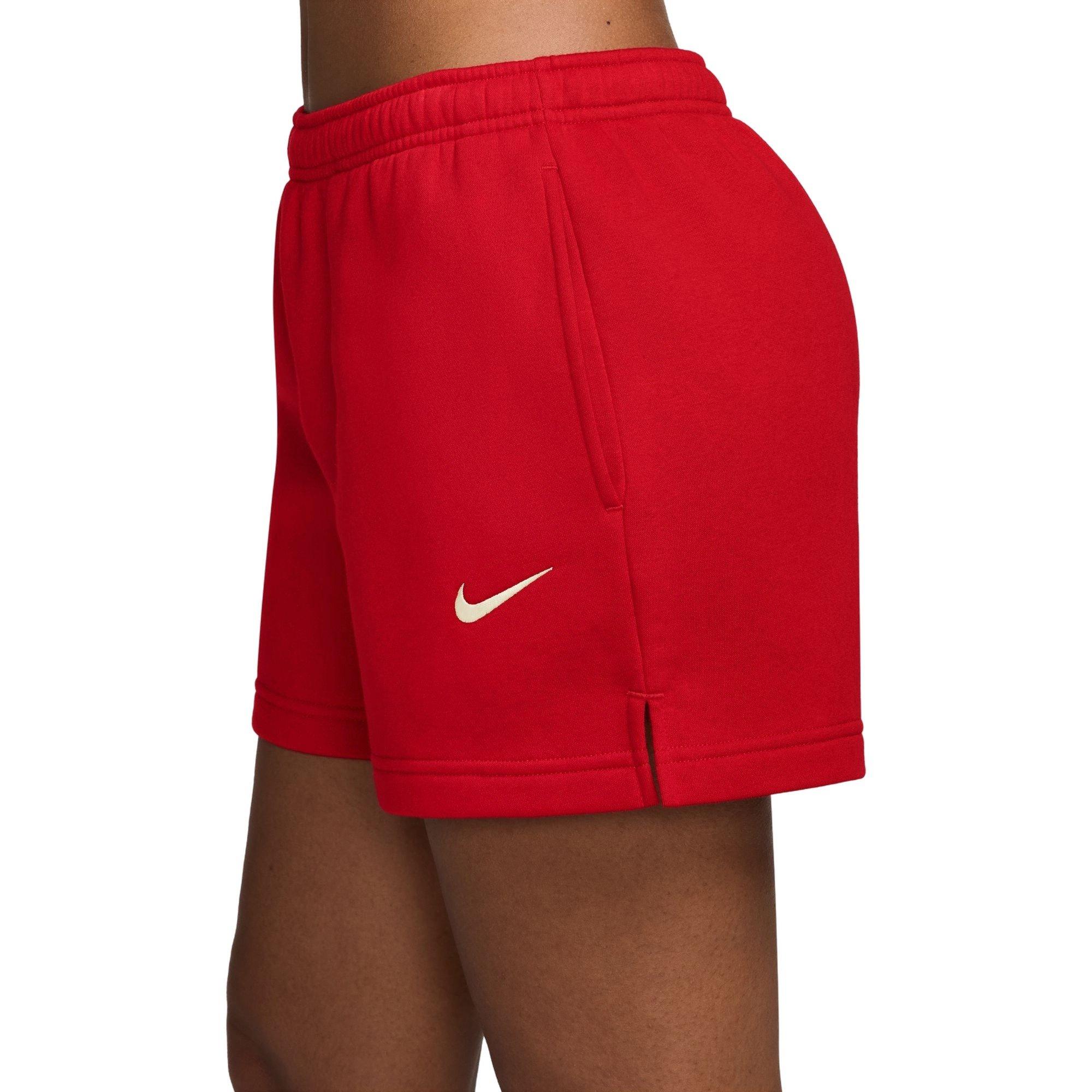 Nike Women's Studio Fleece Mid-Rise 4" Shorts - RED Thumbnail View 3