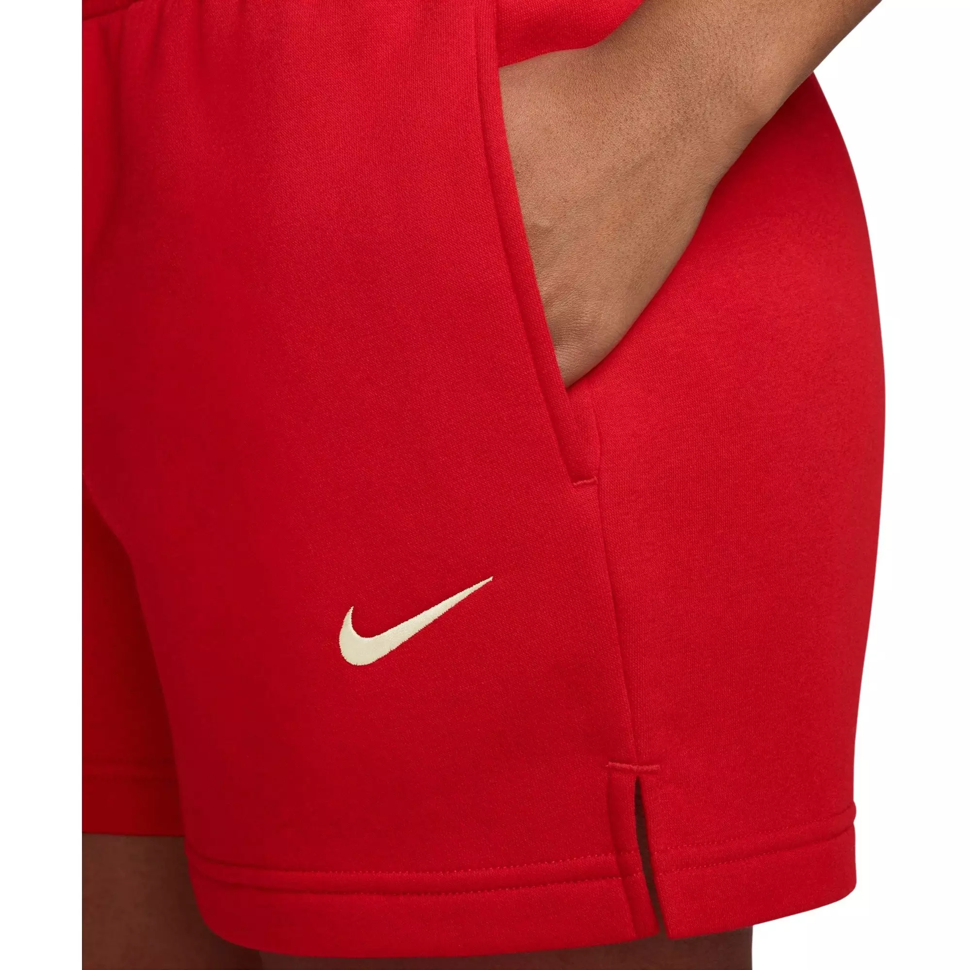 Nike Women's Studio Fleece Mid-Rise 4" Shorts - RED