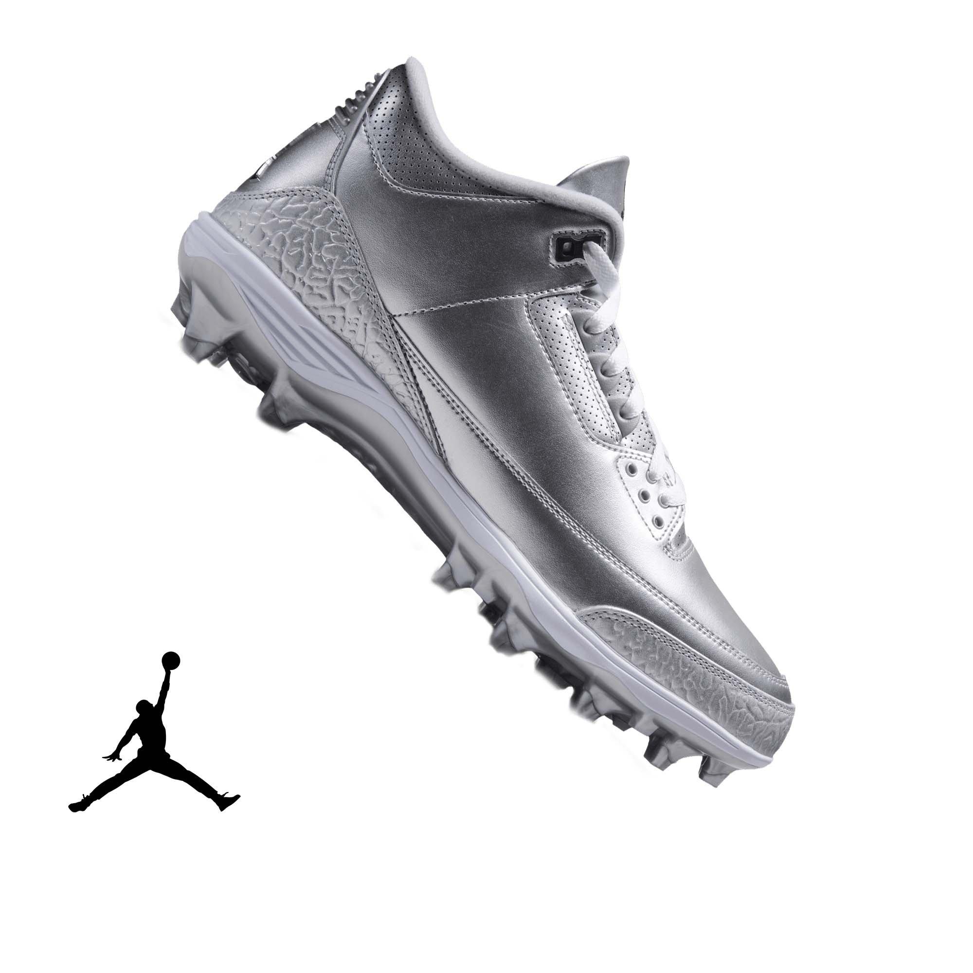 Jordan 3 Mid TD "Chrome" Men's Football Cleat - METALLIC SILVER/BLACK/WHITE