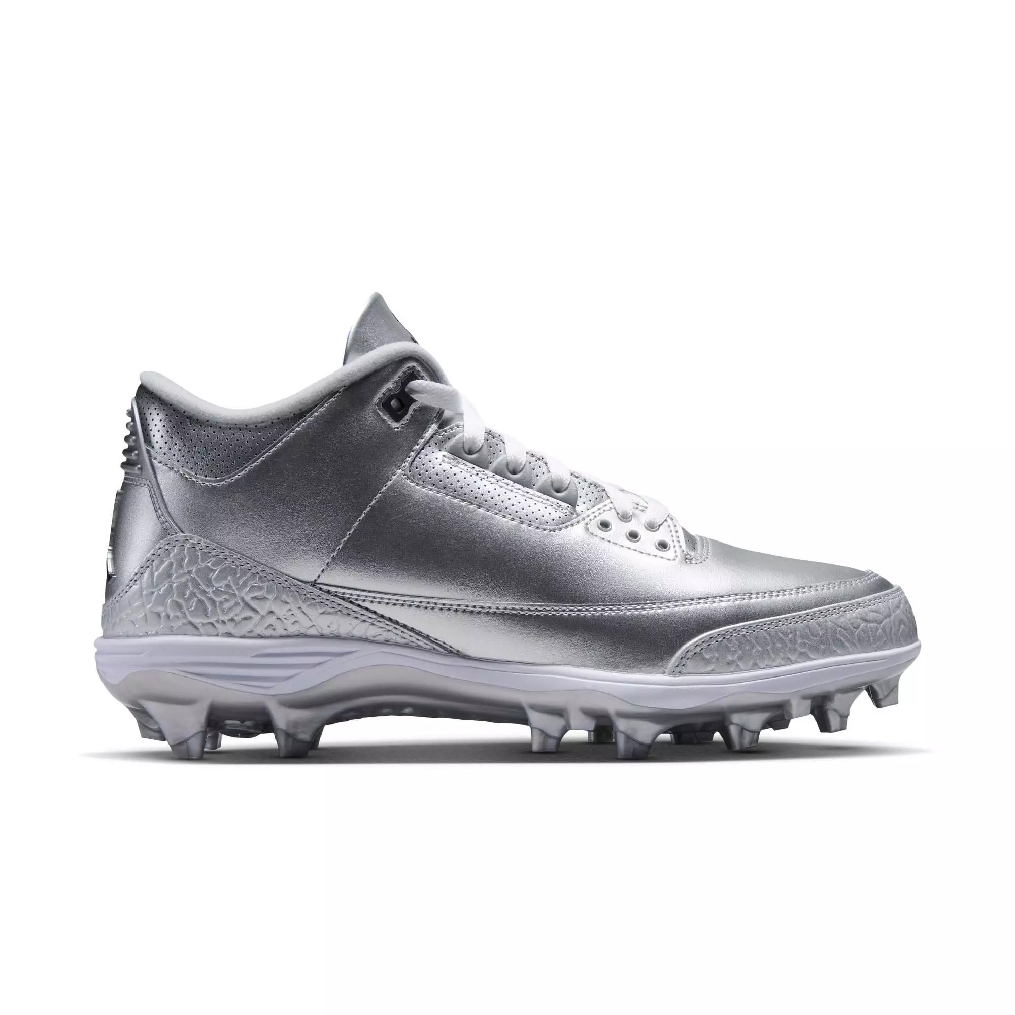Jordan 3 Mid TD "Chrome" Men's Football Cleat - METALLIC SILVER/BLACK/WHITE