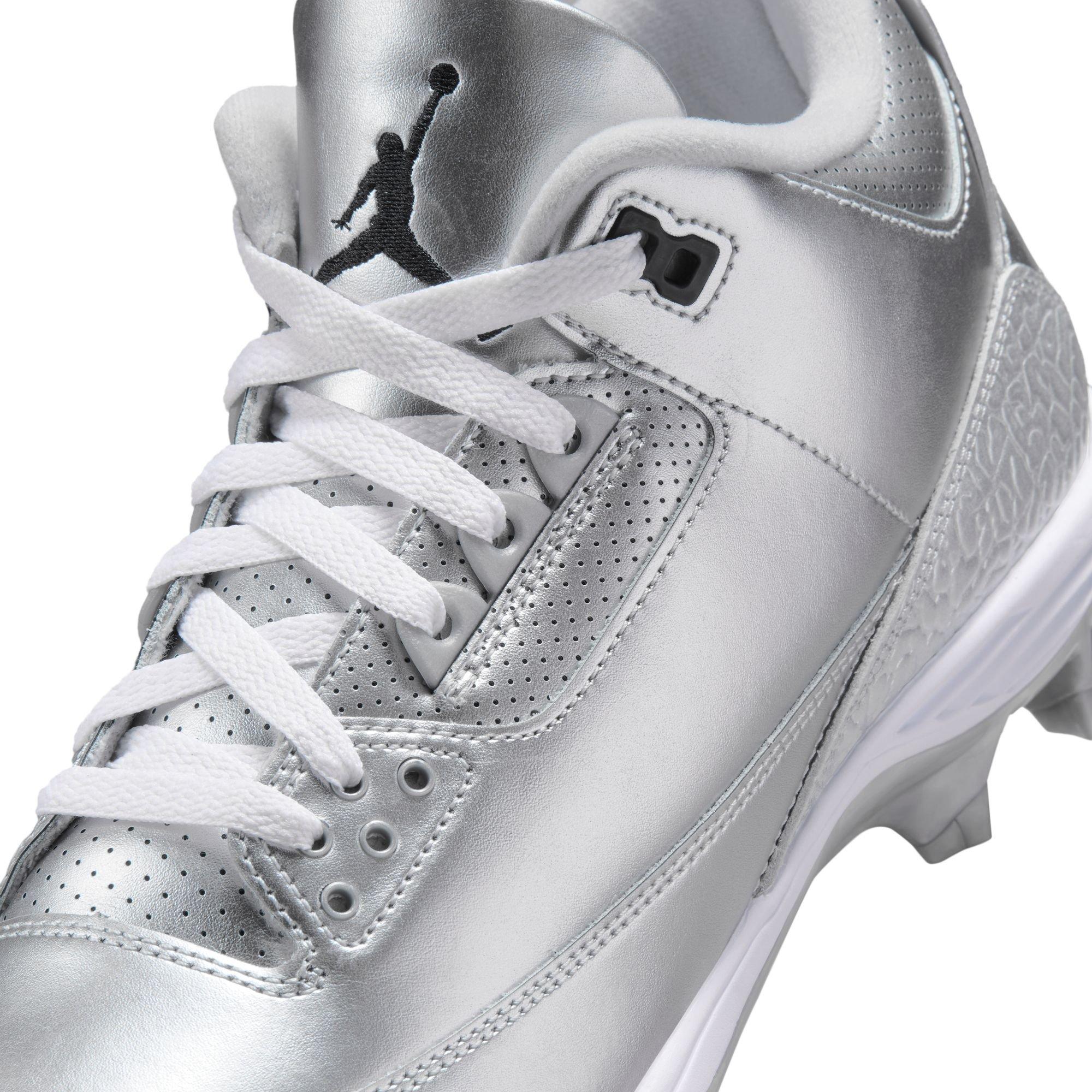 Jordan 3 Mid TD "Chrome" Men's Football Cleat - METALLIC SILVER/BLACK/WHITE