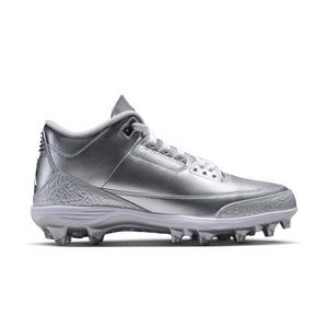 Jordan 3 Mid TD "Chrome" Men's Football Cleat - METALLIC SILVER/BLACK/WHITE