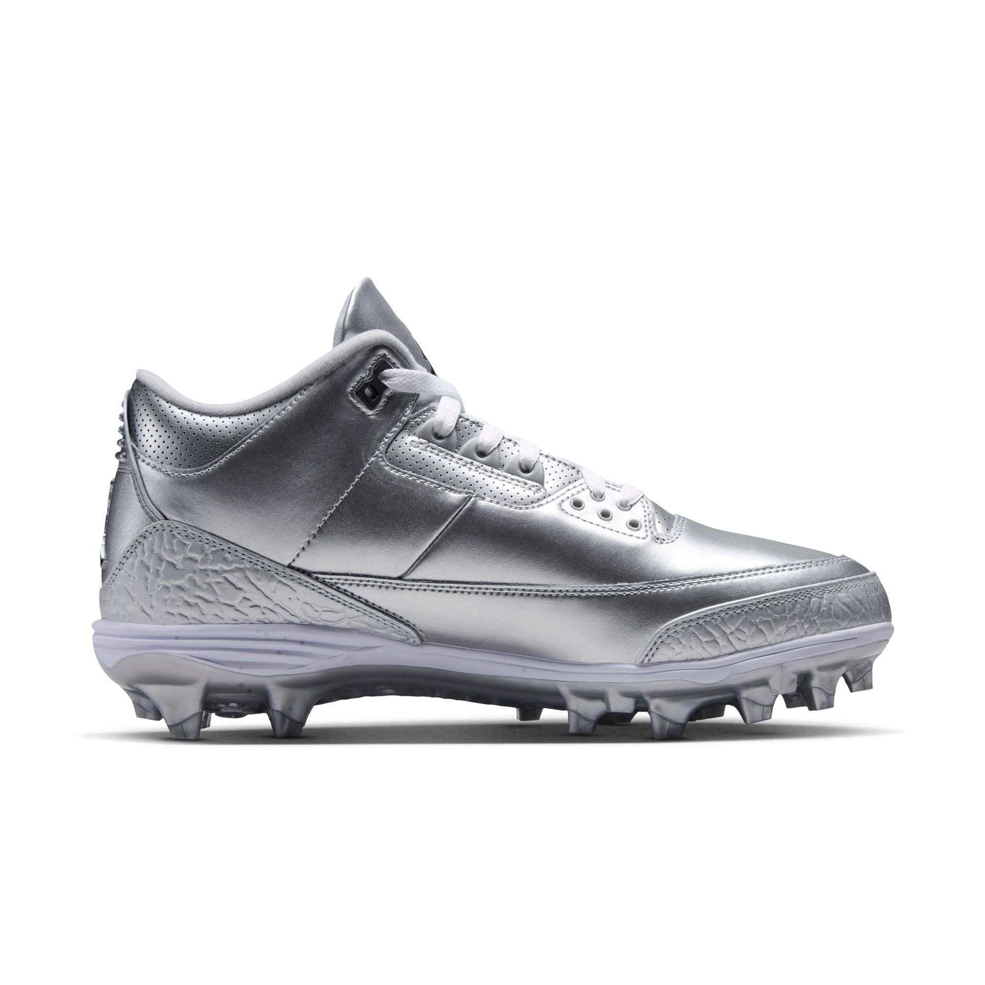 Jordan 3 Mid TD "Chrome" Men's Football Cleat - METALLIC SILVER/BLACK/WHITE