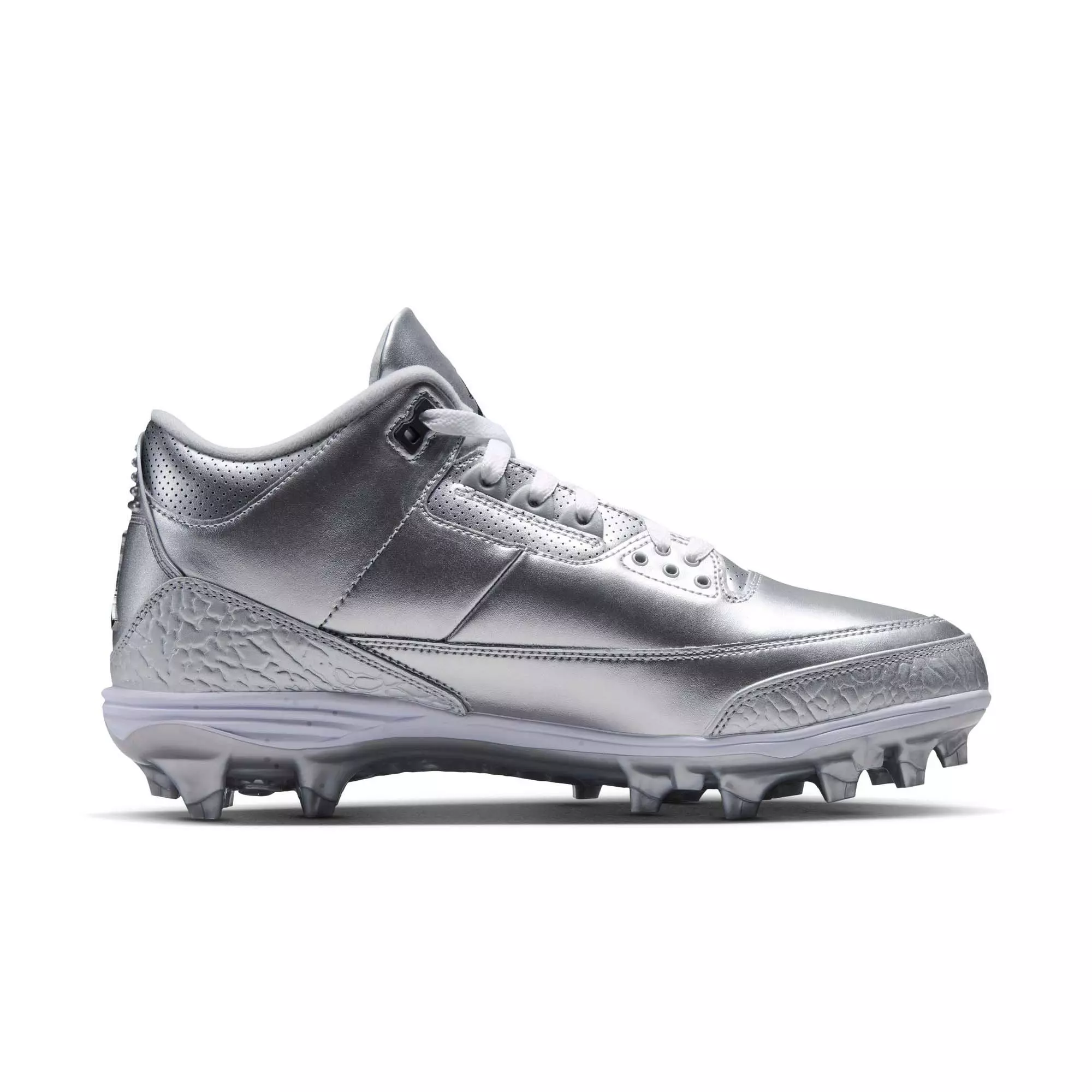 Jordan 3 Mid TD "Chrome" Men's Football Cleat - METALLIC SILVER/BLACK/WHITE