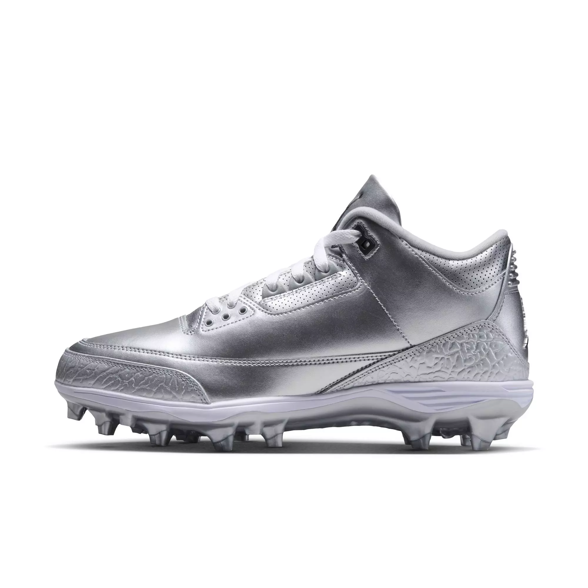 Jordan 3 Mid TD "Chrome" Men's Football Cleat - METALLIC SILVER/BLACK/WHITE