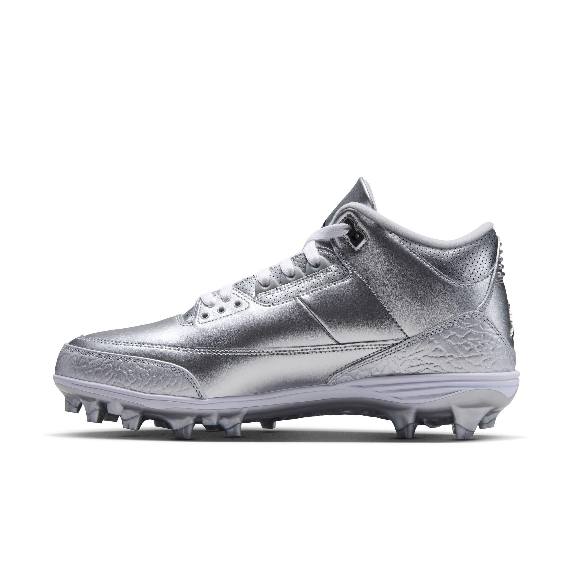 Jordan 3 Mid TD "Chrome" Men's Football Cleat - METALLIC SILVER/BLACK/WHITE