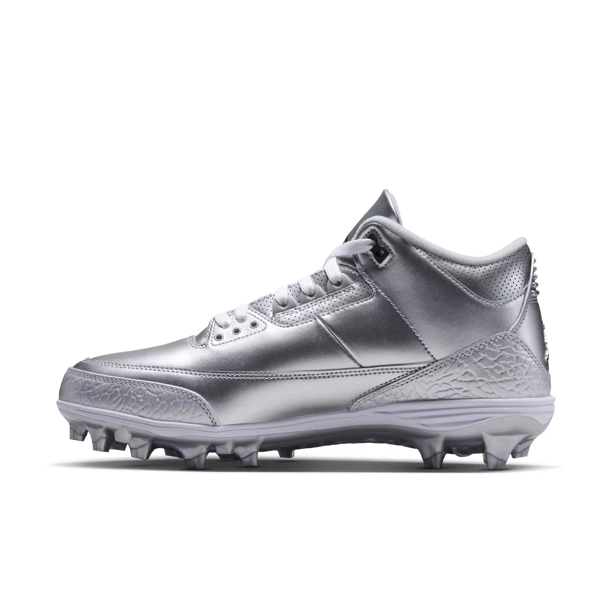 Jordan 3 Mid TD "Chrome" Men's Football Cleat - METALLIC SILVER/BLACK/WHITE