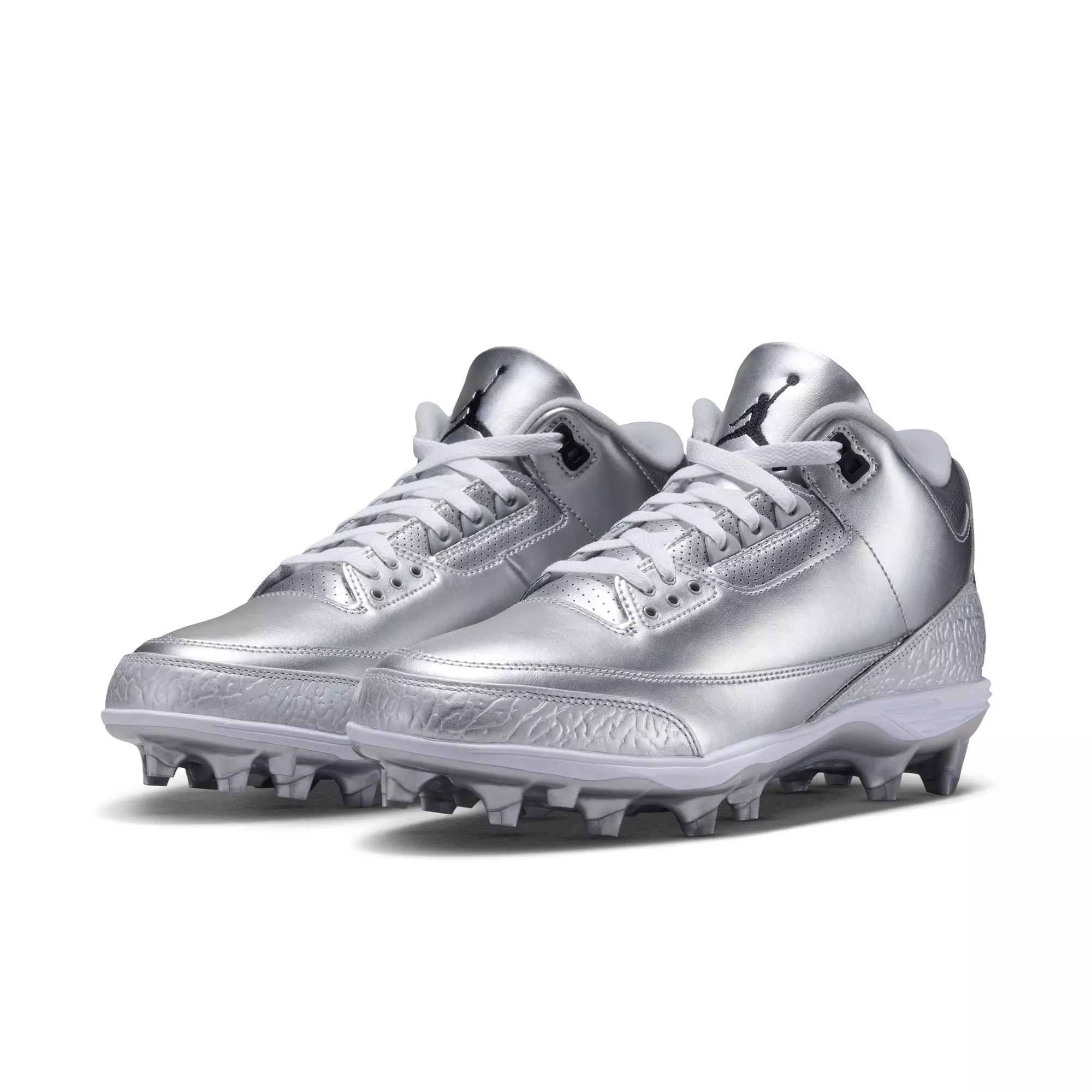 Jordan 3 Mid TD "Chrome" Men's Football Cleat - METALLIC SILVER/BLACK/WHITE