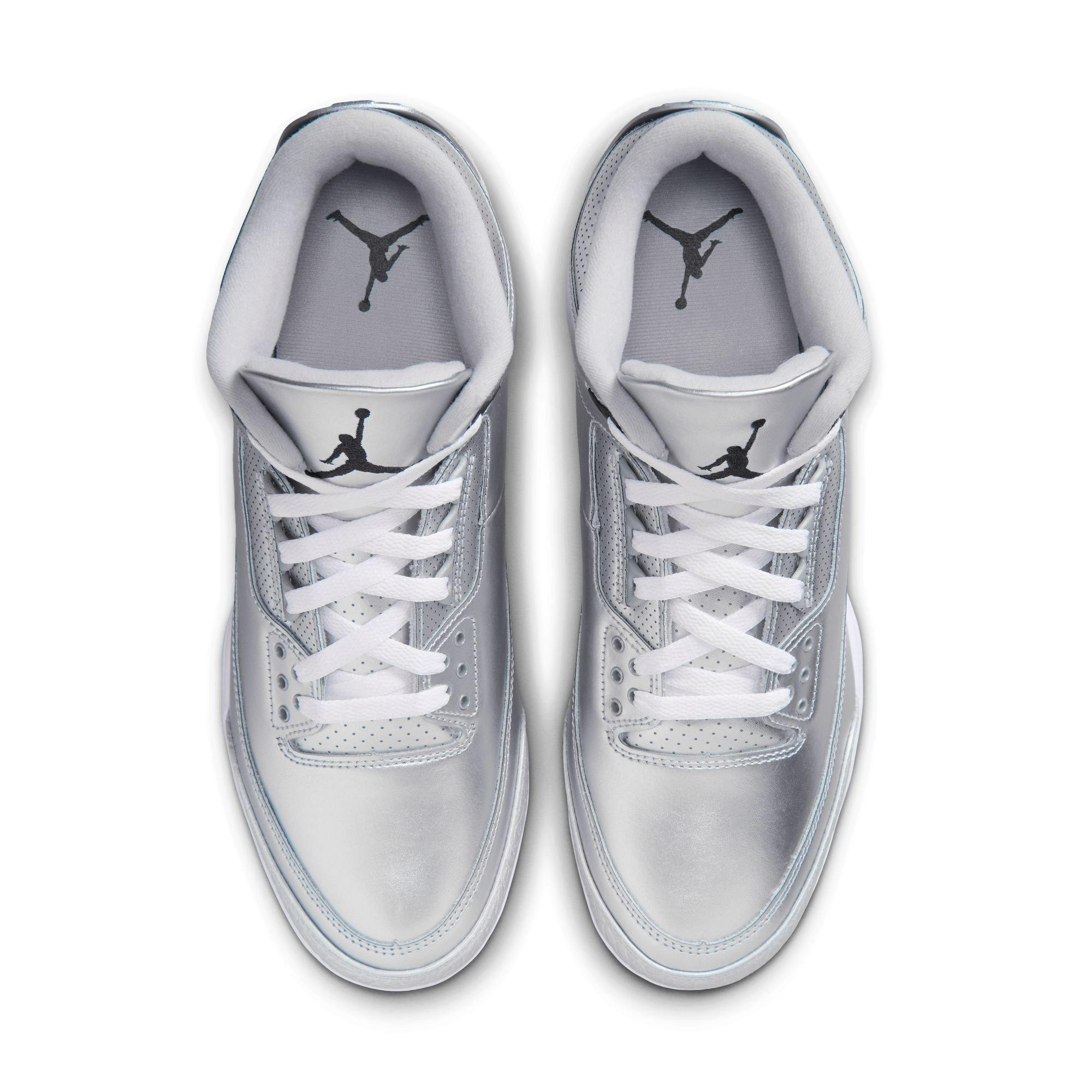 Jordan 3 Mid TD "Chrome" Men's Football Cleat - METALLIC SILVER/BLACK/WHITE
