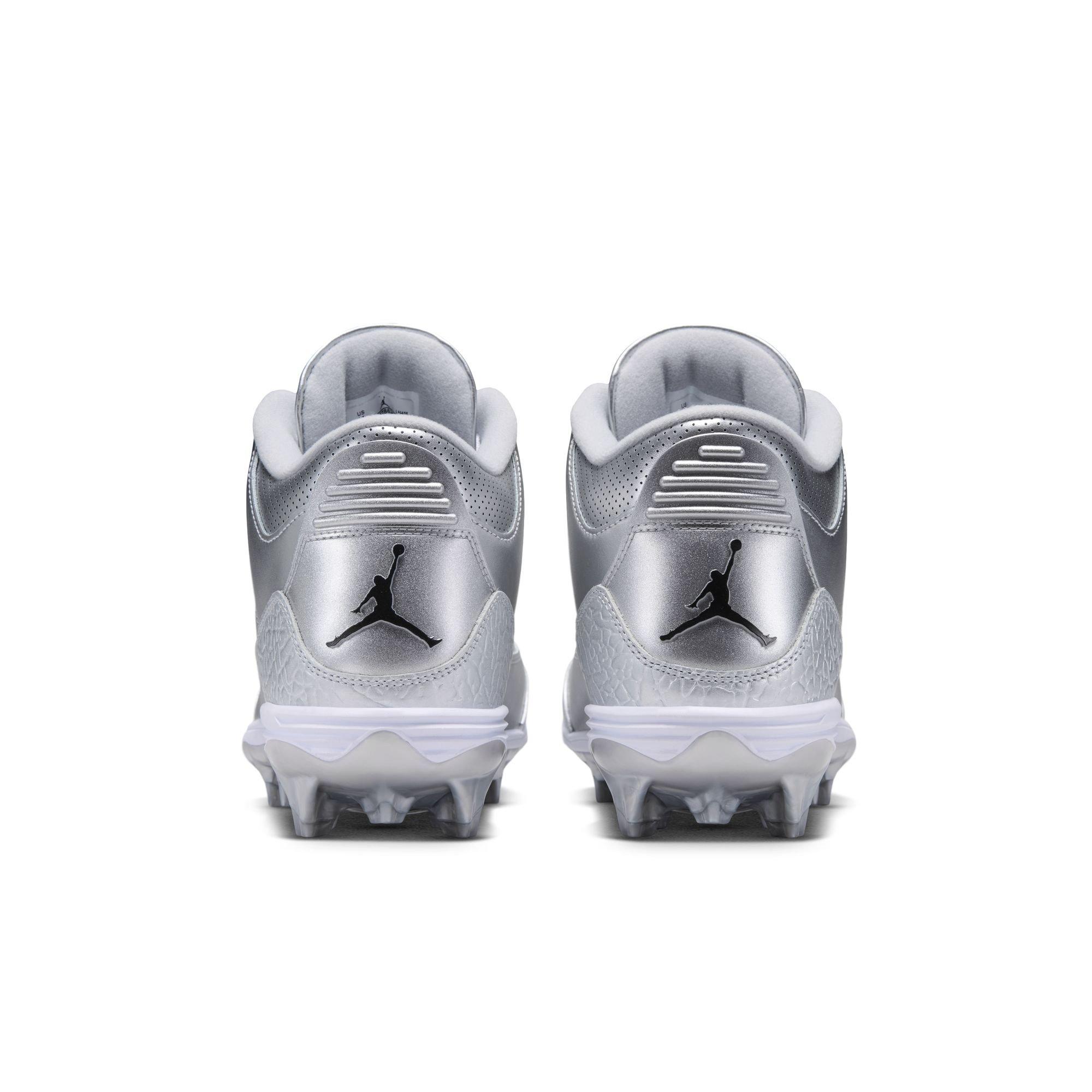 Jordan 3 Mid TD "Chrome" Men's Football Cleat - METALLIC SILVER/BLACK/WHITE