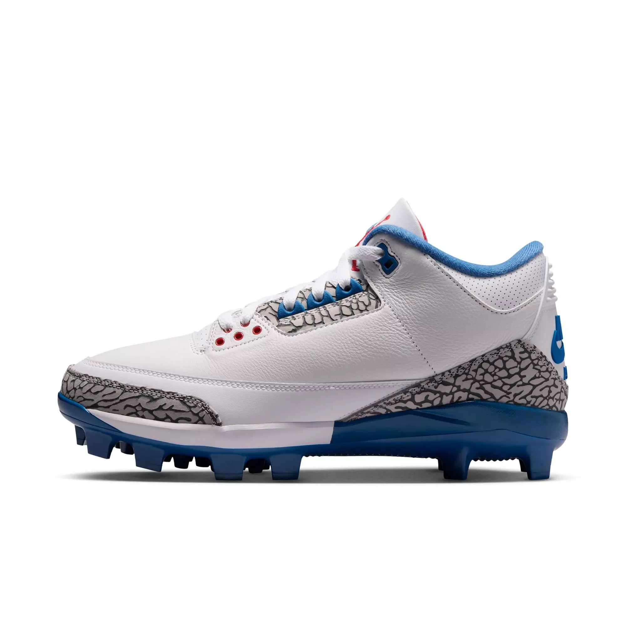 Jordan 3 Retro MCS "True Blue" Men's Baseball Cleat - WHITE/FIRE RED/TRUE BLUE/CEMENT GREY