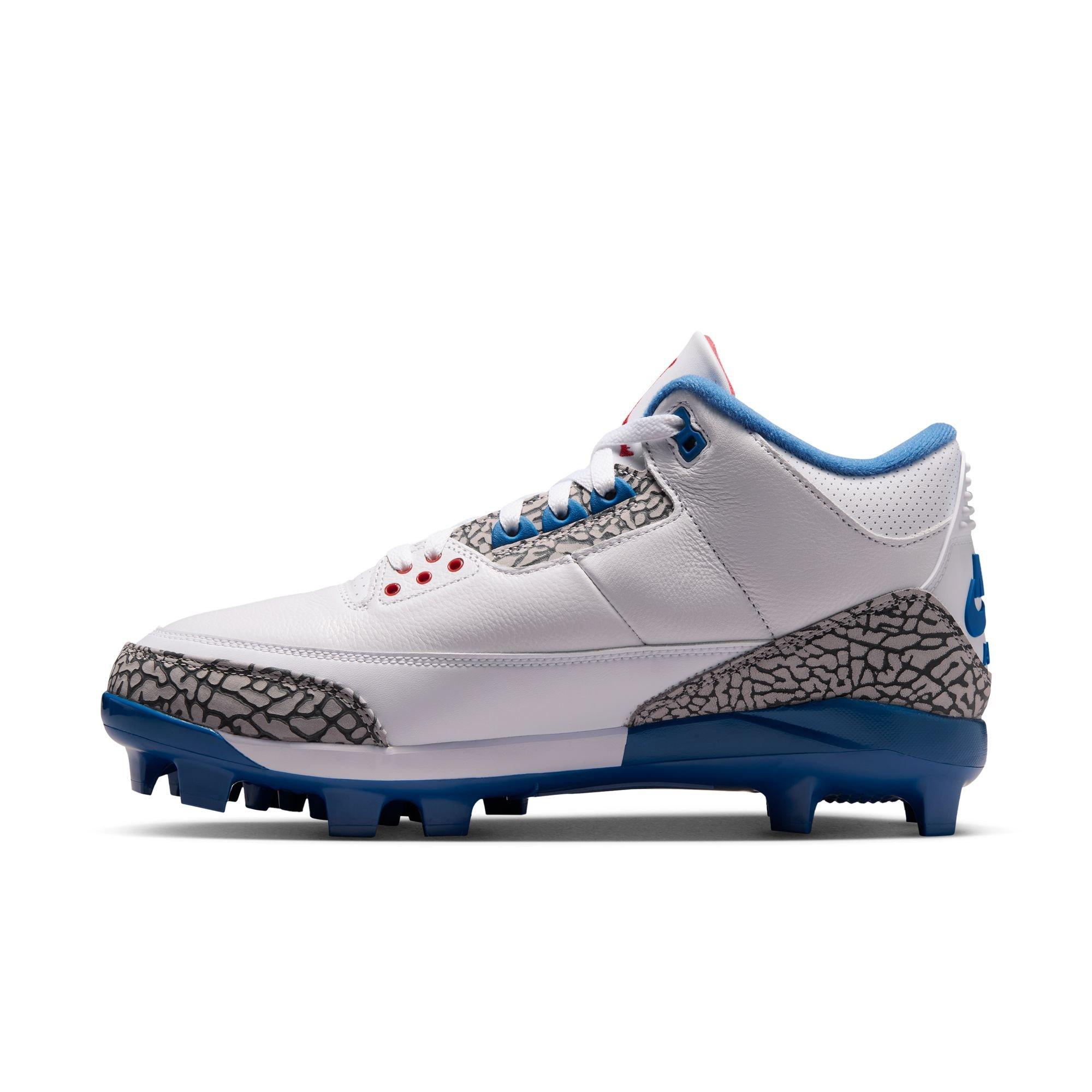 Jordan 3 Retro MCS "True Blue" Men's Baseball Cleat - WHITE/FIRE RED/TRUE BLUE/CEMENT GREY Thumbnail View 5