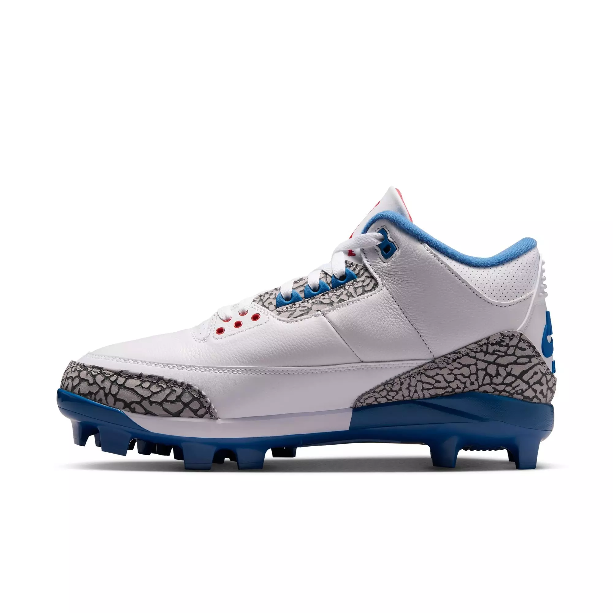 Jordan 3 Retro MCS "True Blue" Men's Baseball Cleat - WHITE/FIRE RED/TRUE BLUE/CEMENT GREY