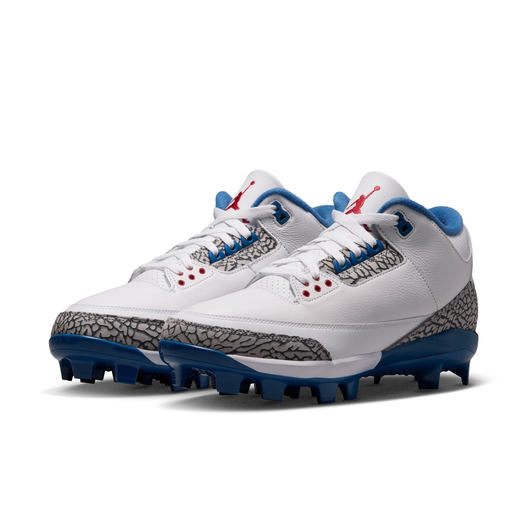 Jordan 3 Retro MCS "True Blue" Men's Baseball Cleat - WHITE/FIRE RED/TRUE BLUE/CEMENT GREY Thumbnail View 6