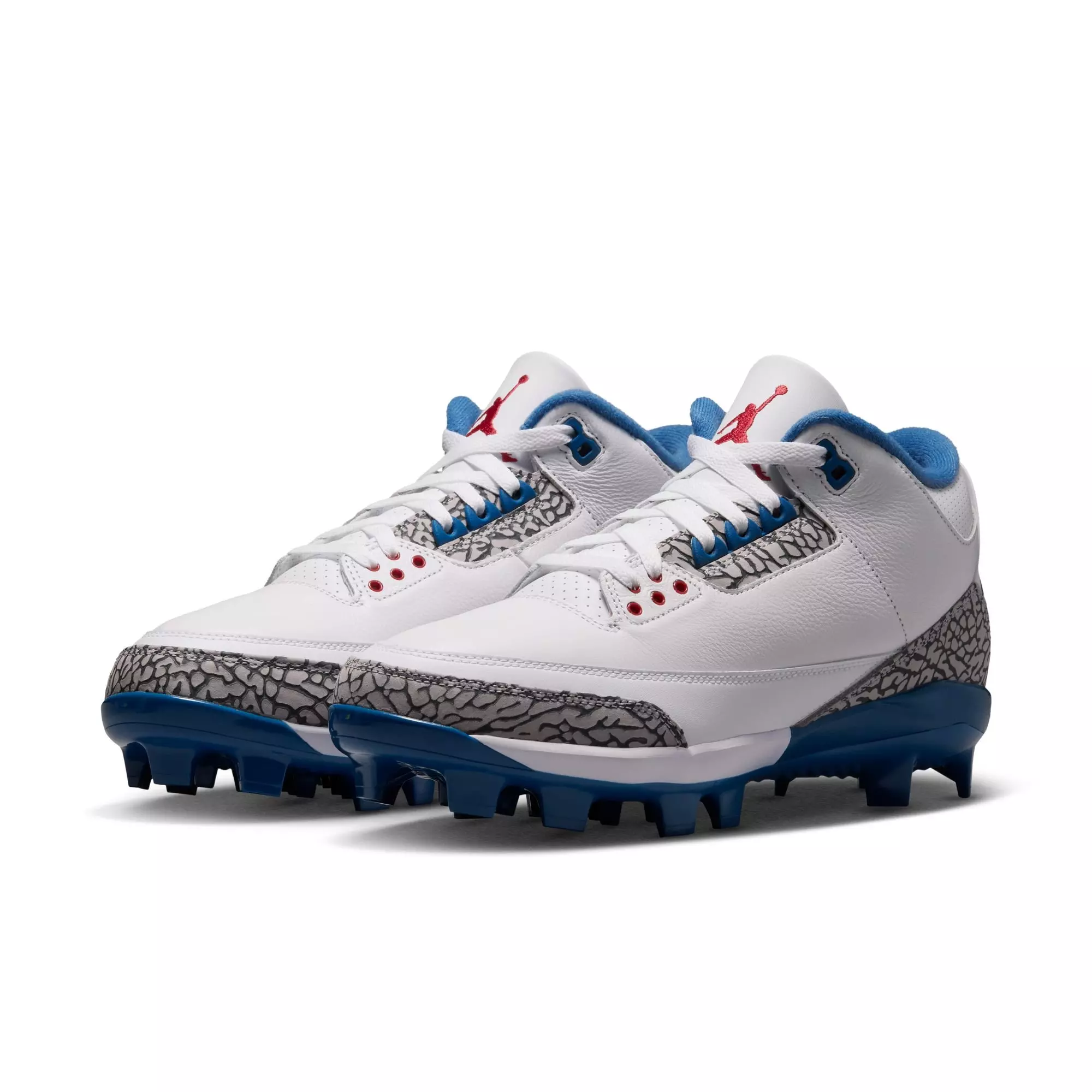 Jordan 3 Retro MCS "True Blue" Men's Baseball Cleat - WHITE/FIRE RED/TRUE BLUE/CEMENT GREY