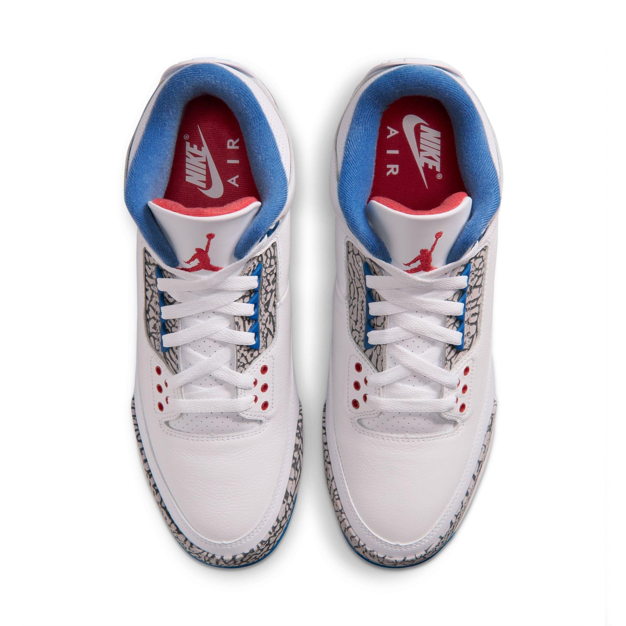Jordan 3 Retro MCS "True Blue" Men's Baseball Cleat - WHITE/FIRE RED/TRUE BLUE/CEMENT GREY Thumbnail View 7