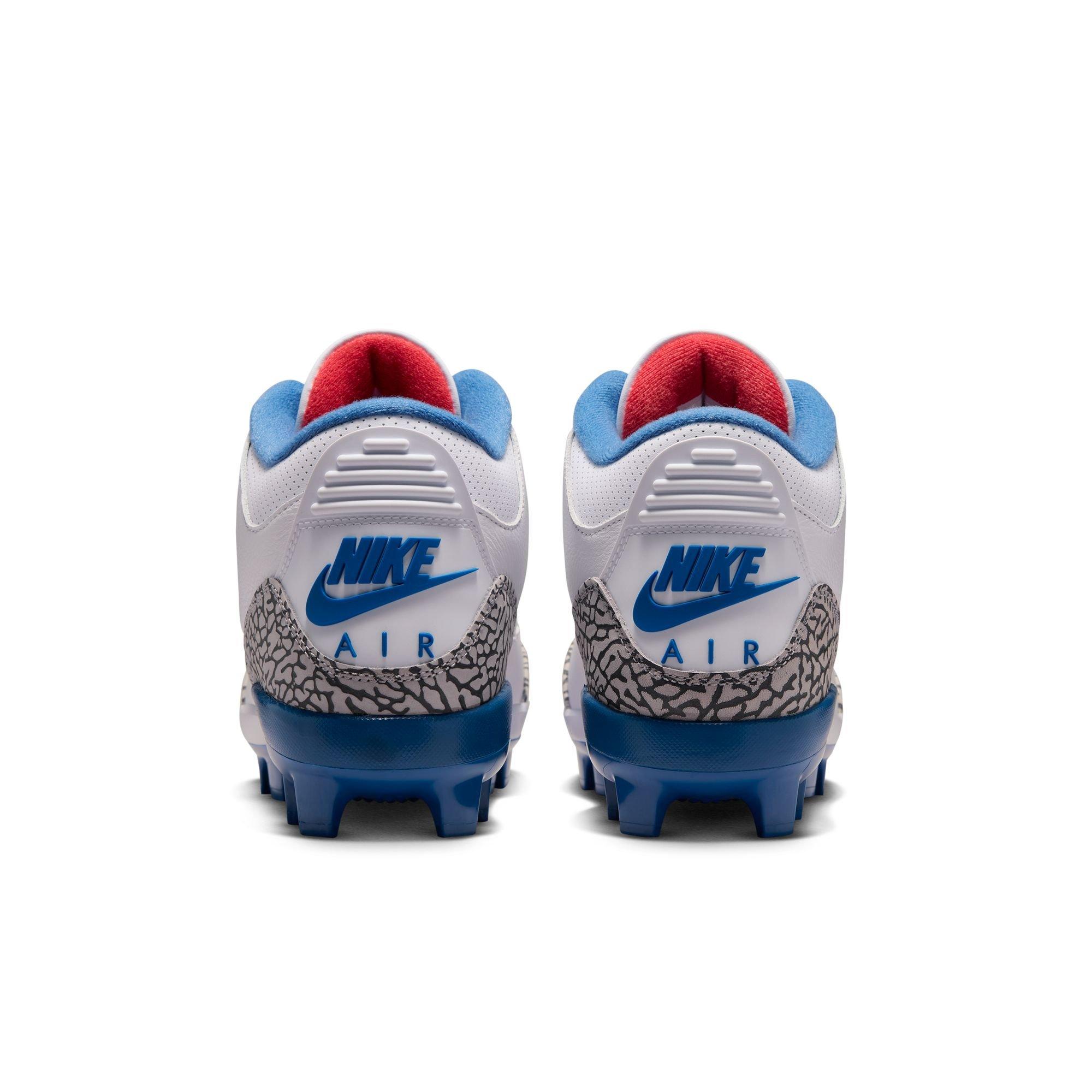 Jordan 3 Retro MCS "True Blue" Men's Baseball Cleat - WHITE/FIRE RED/TRUE BLUE/CEMENT GREY Thumbnail View 8