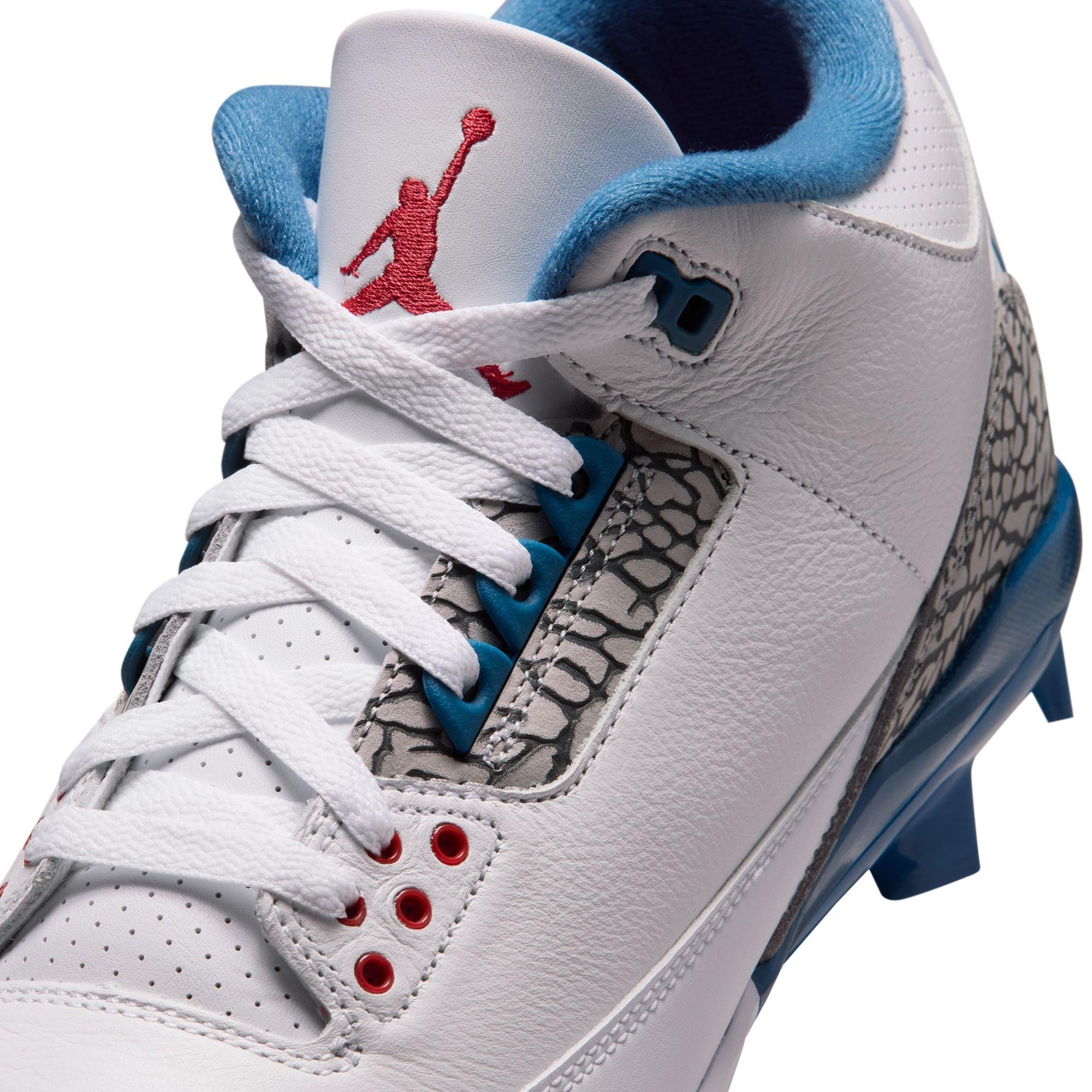 Jordan 3 Retro MCS "True Blue" Men's Baseball Cleat - WHITE/FIRE RED/TRUE BLUE/CEMENT GREY Thumbnail View 11