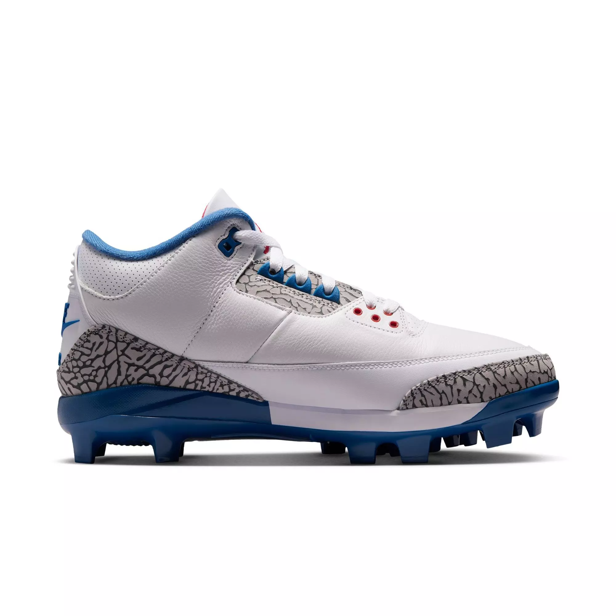 Jordan 3 Retro MCS "True Blue" Men's Baseball Cleat - WHITE/FIRE RED/TRUE BLUE/CEMENT GREY
