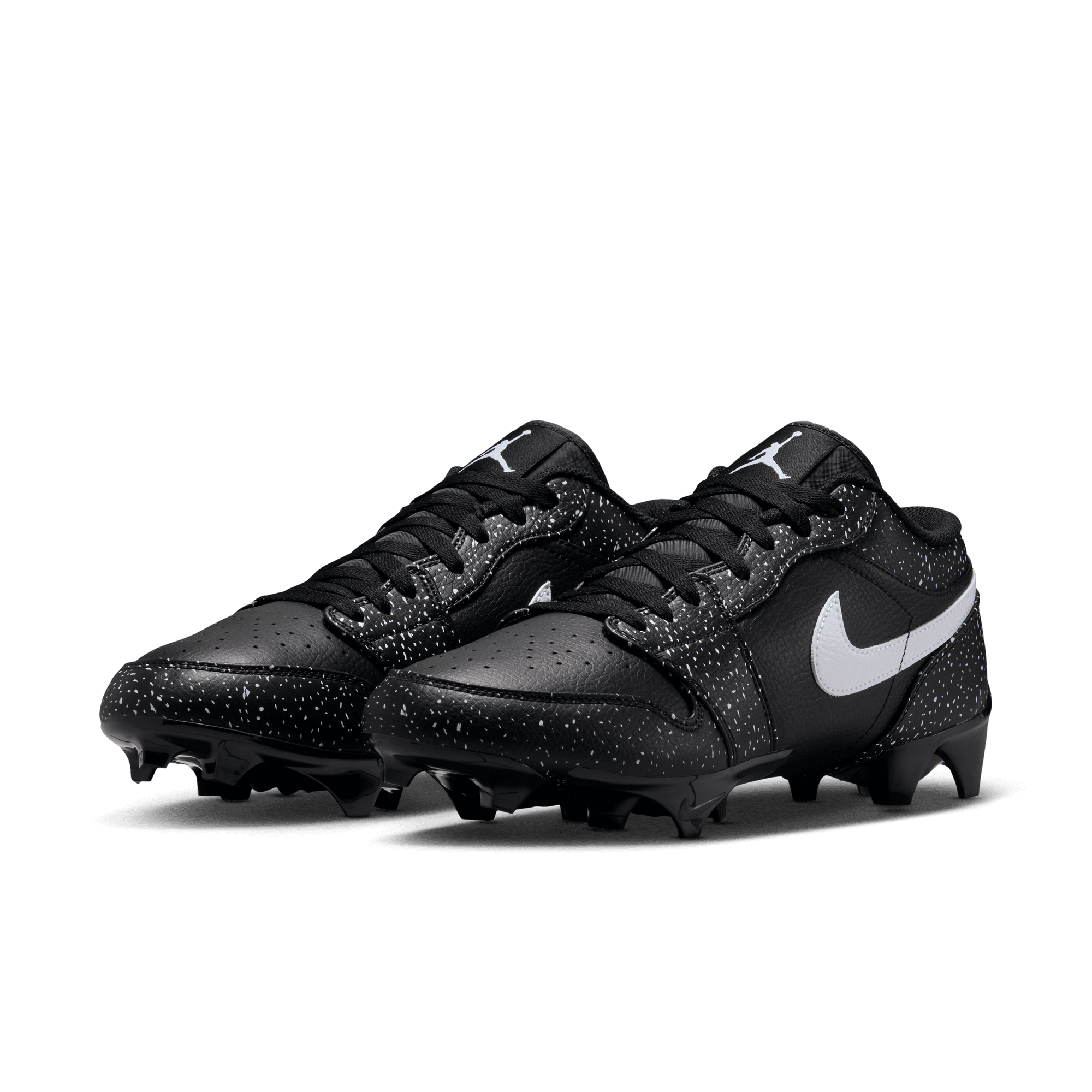 Jordan 1 Low TD "Splatter" Men's Football Cleat - BLACK/WHITE Thumbnail View 6