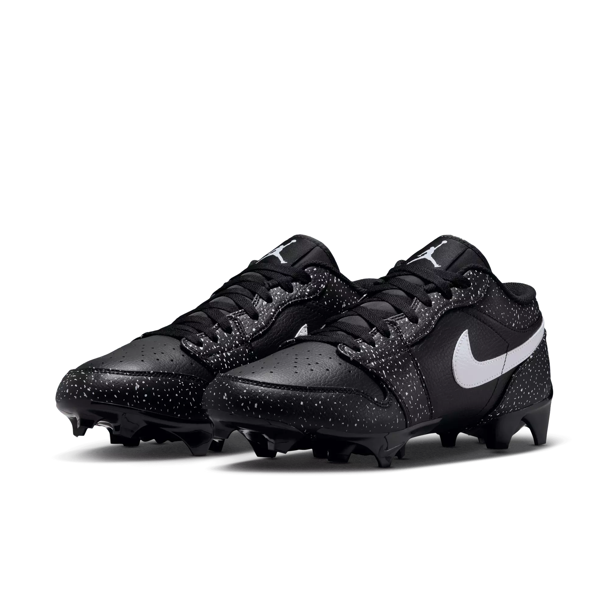 Jordan 1 Low TD "Splatter" Men's Football Cleat - BLACK/WHITE