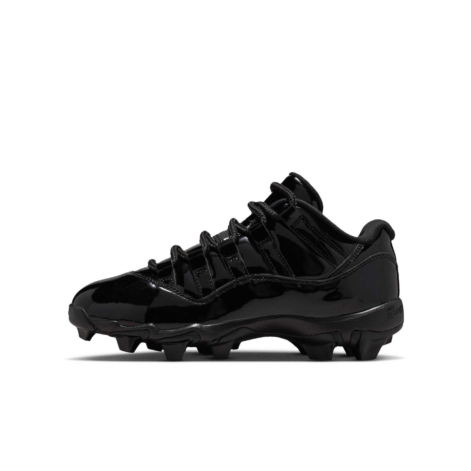 Jordan 11 Low TD "Black" Grade School Kids' Football Cleat - BLACK/METALLIC SILVER Thumbnail View 4