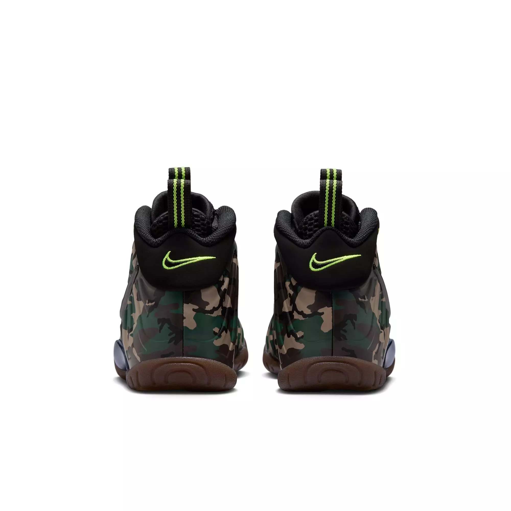 Nike Air Foamposite Pro Premium "Green Camo" Grade School Kids' Shoe - BLACK/VOLTAGE GREEN/GUM DARK BROWN
