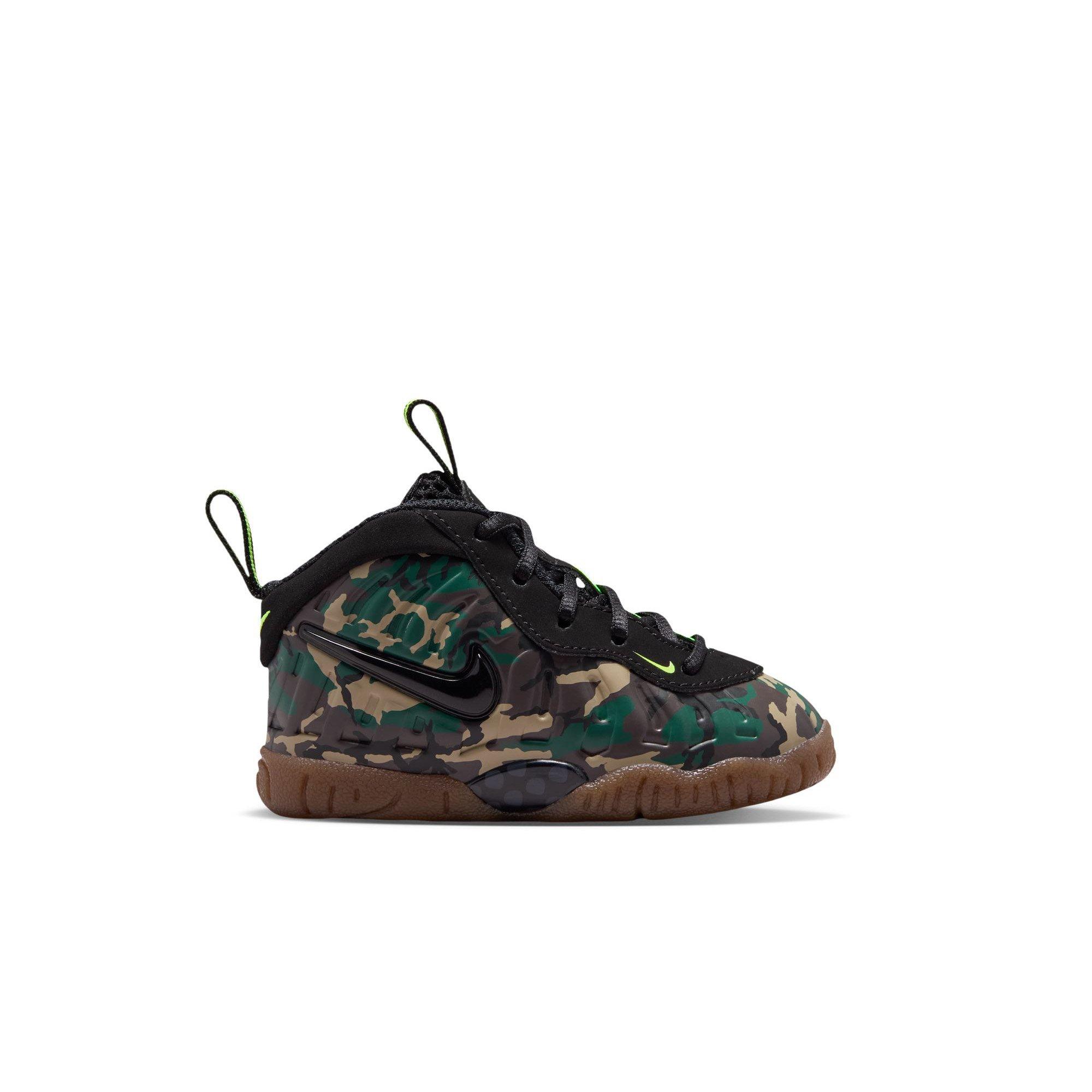 Nike Air Foamposite Pro Premium "Green Camo" Toddler Kids' Shoe - BLACK/VOLTAGE GREEN/GUM DARK BROWN