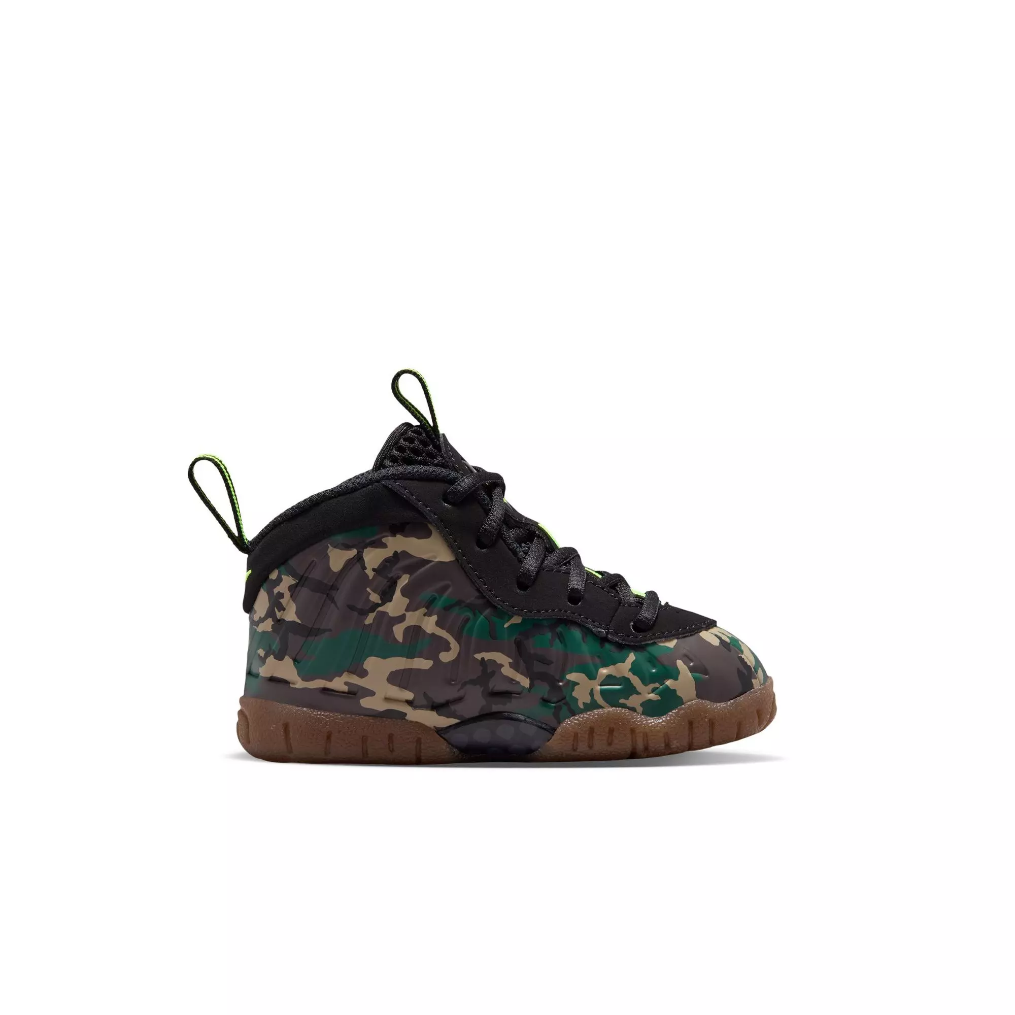Nike Air Foamposite Pro Premium "Green Camo" Toddler Kids' Shoe - BLACK/VOLTAGE GREEN/GUM DARK BROWN
