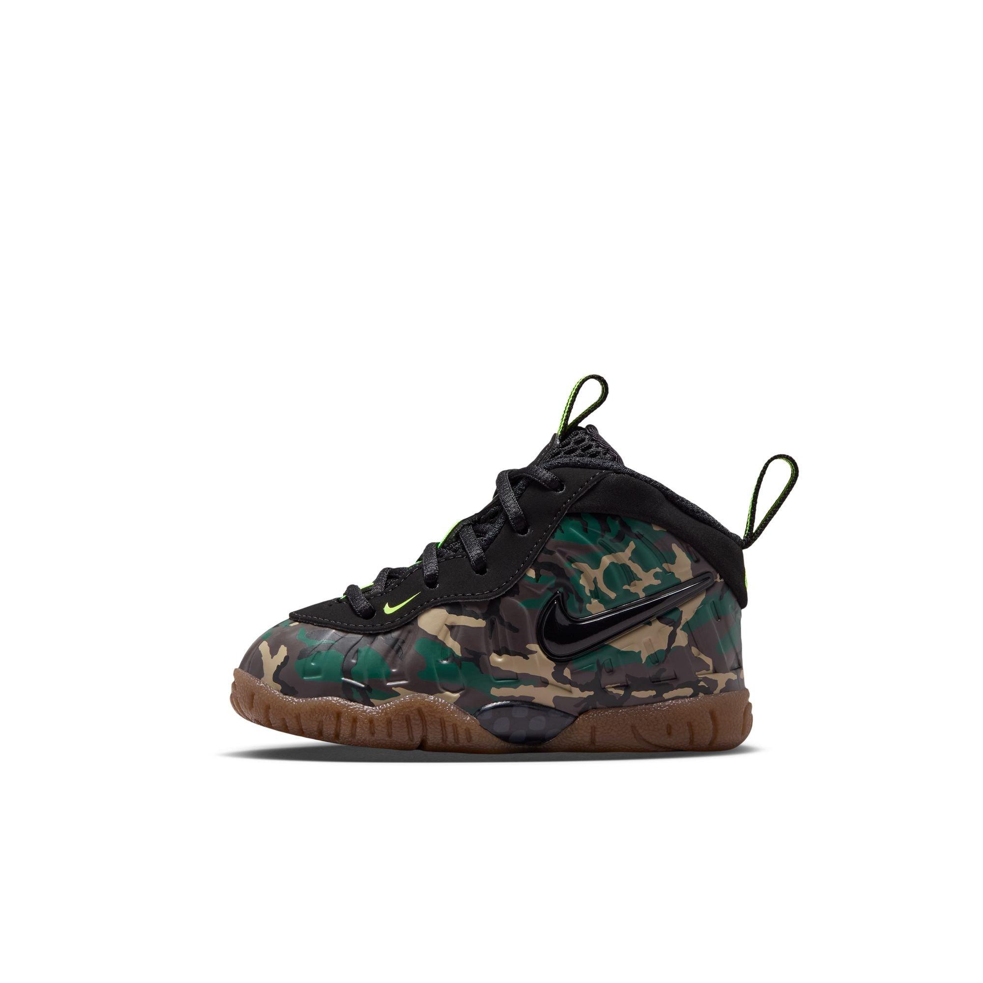 Nike Air Foamposite Pro Premium "Green Camo" Toddler Kids' Shoe - BLACK/VOLTAGE GREEN/GUM DARK BROWN