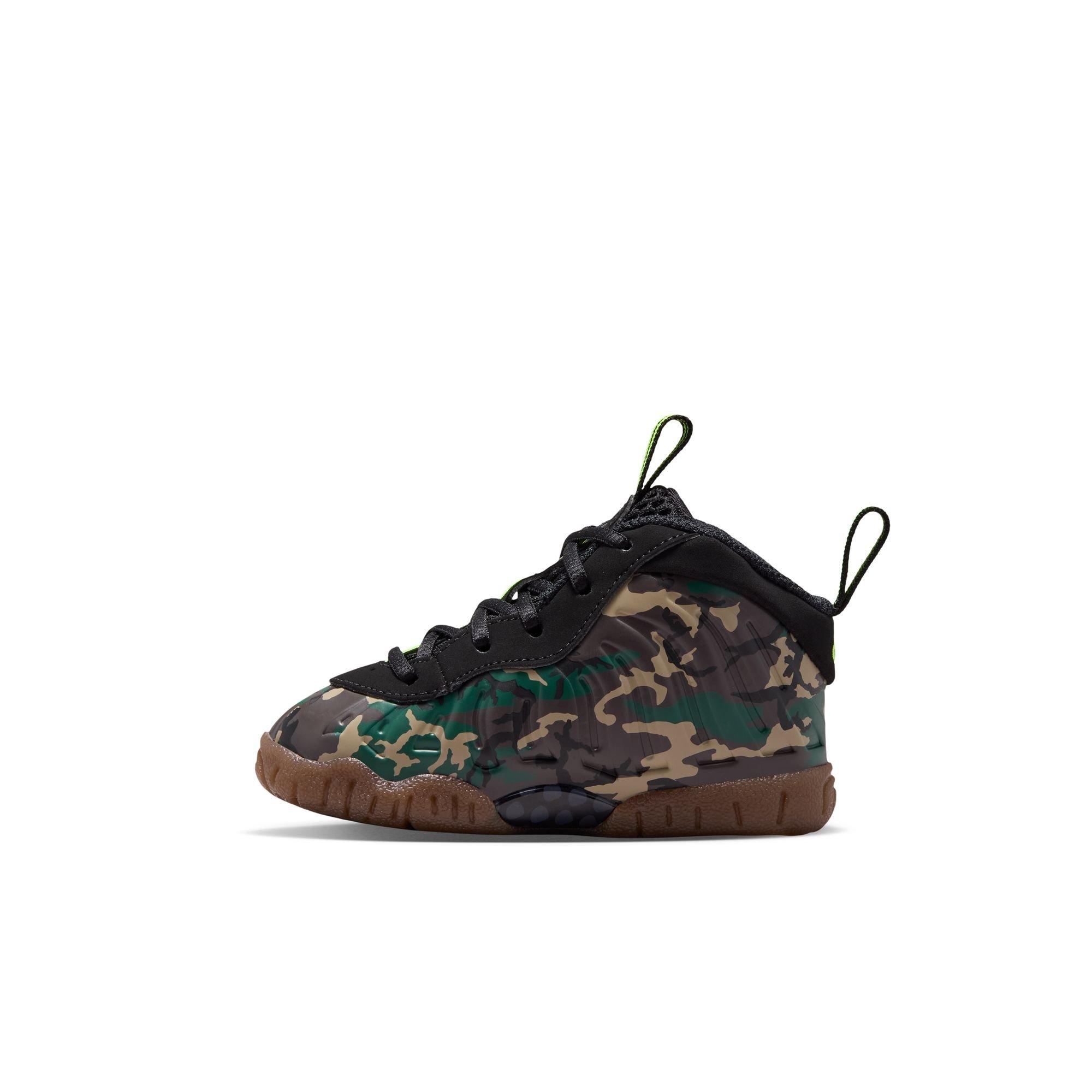 Nike Air Foamposite Pro Premium "Green Camo" Toddler Kids' Shoe - BLACK/VOLTAGE GREEN/GUM DARK BROWN