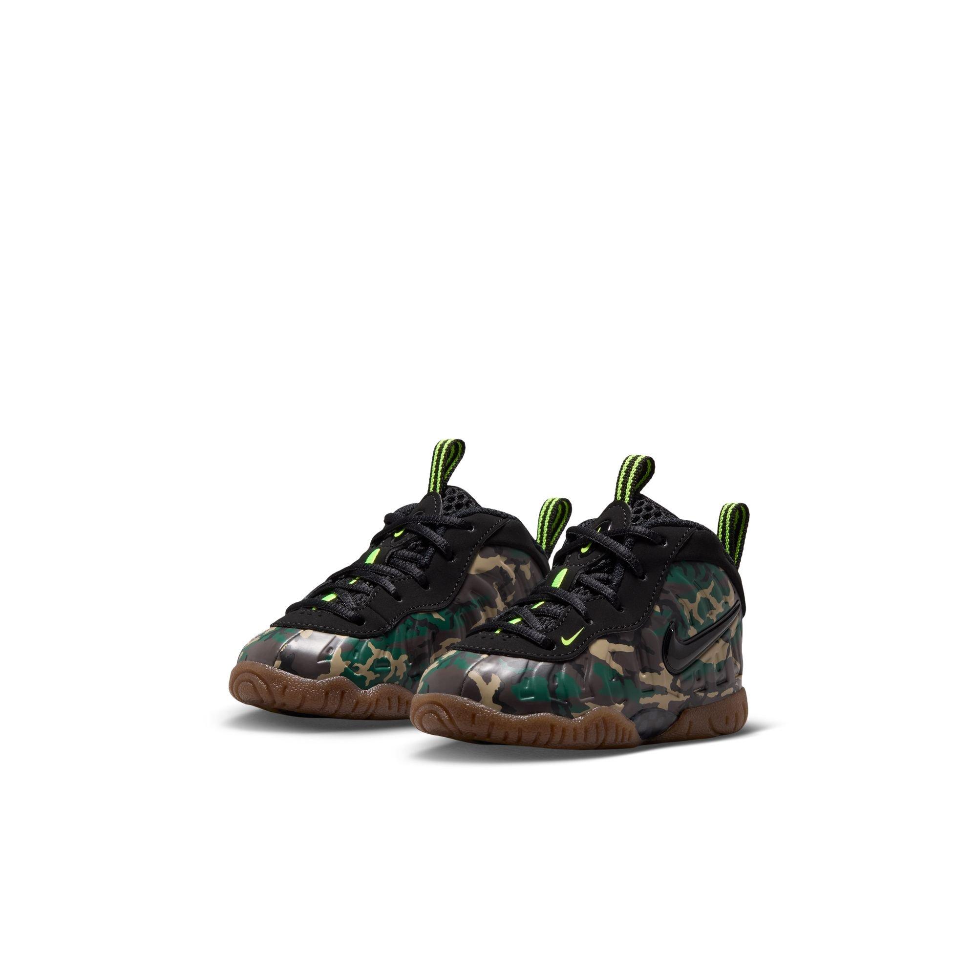 Nike Air Foamposite Pro Premium "Green Camo" Toddler Kids' Shoe - BLACK/VOLTAGE GREEN/GUM DARK BROWN